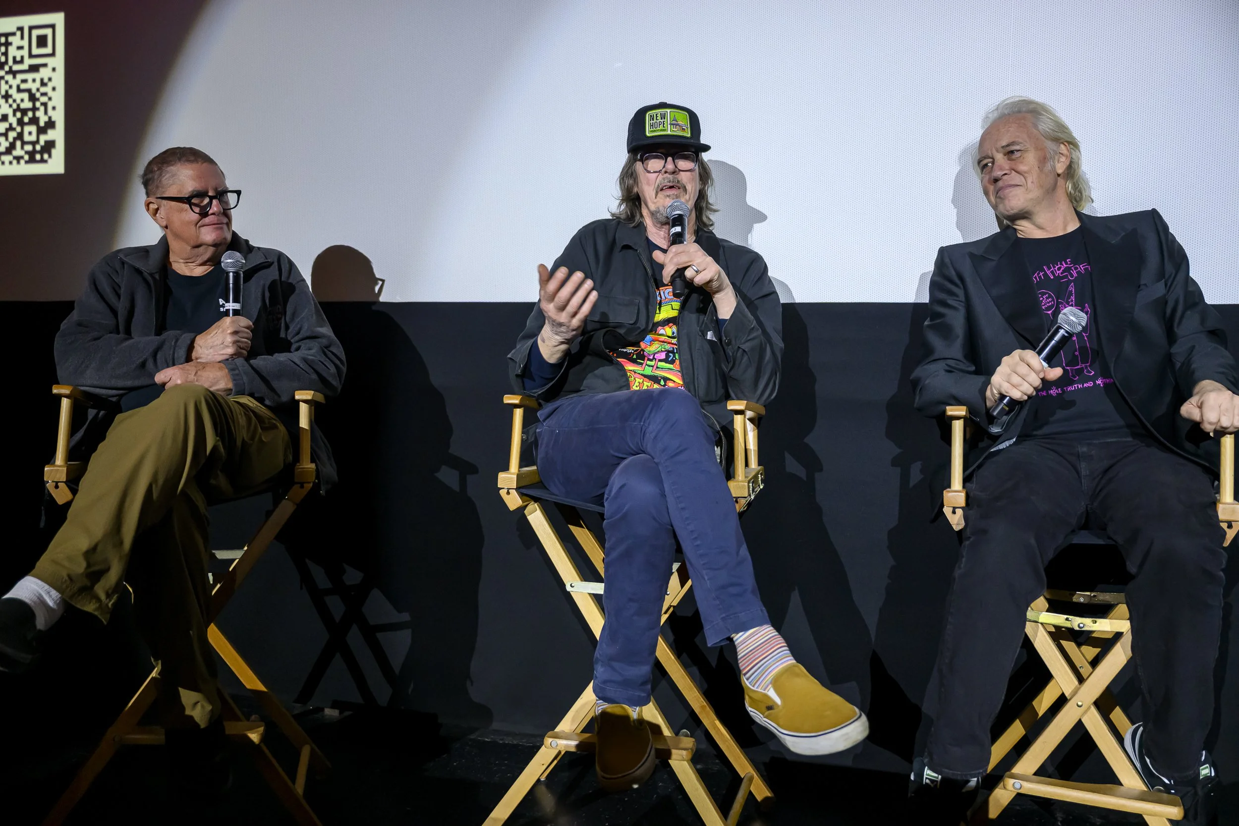 Paul Leary and Gibby Haynes of Butthole Surfers with director Tom Stern during post screening panel