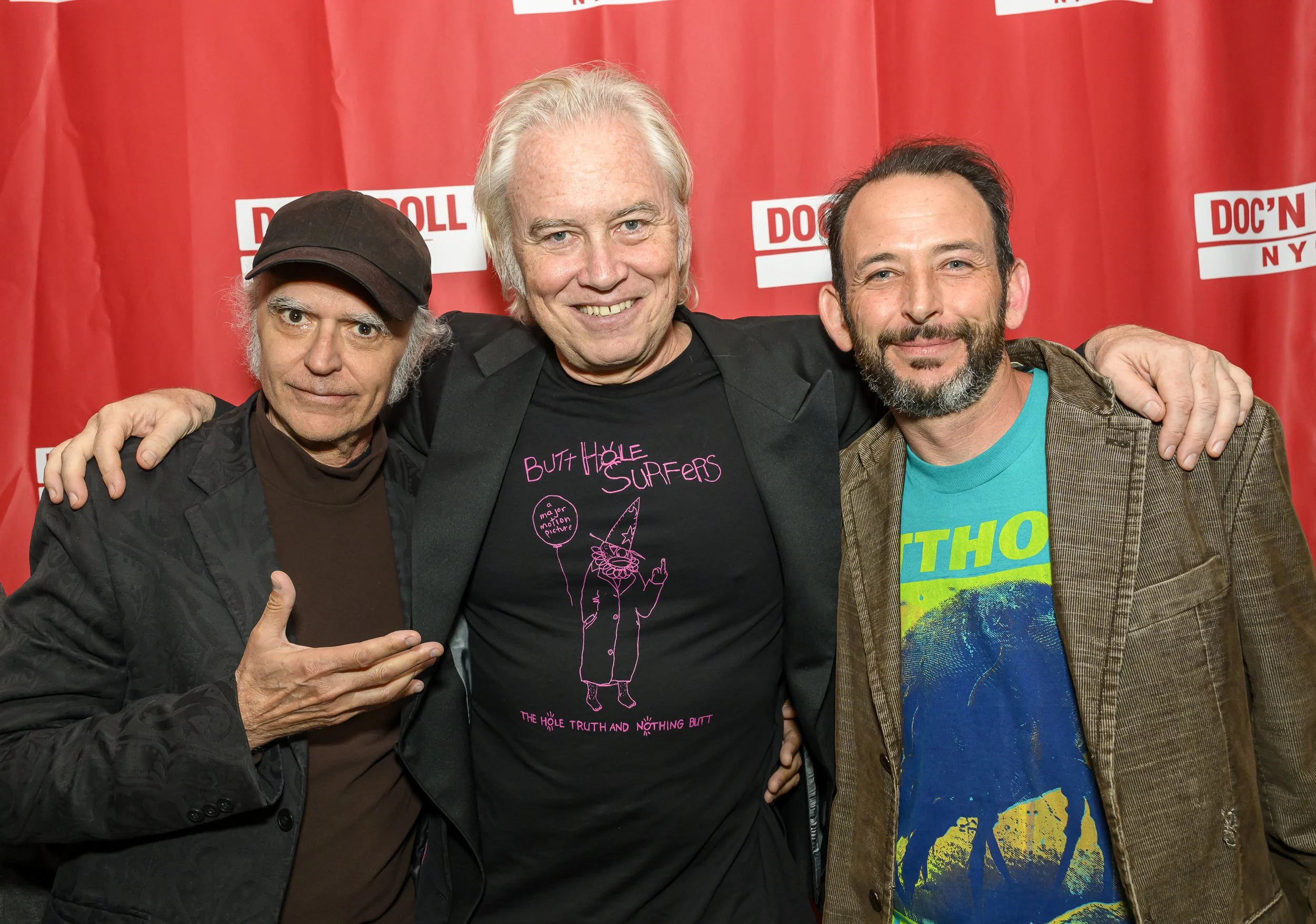 Kramer with "Butthole Surfers: The Hole Truth and Nothing Butt"'s director Tom Stern and producer Neil Fellah