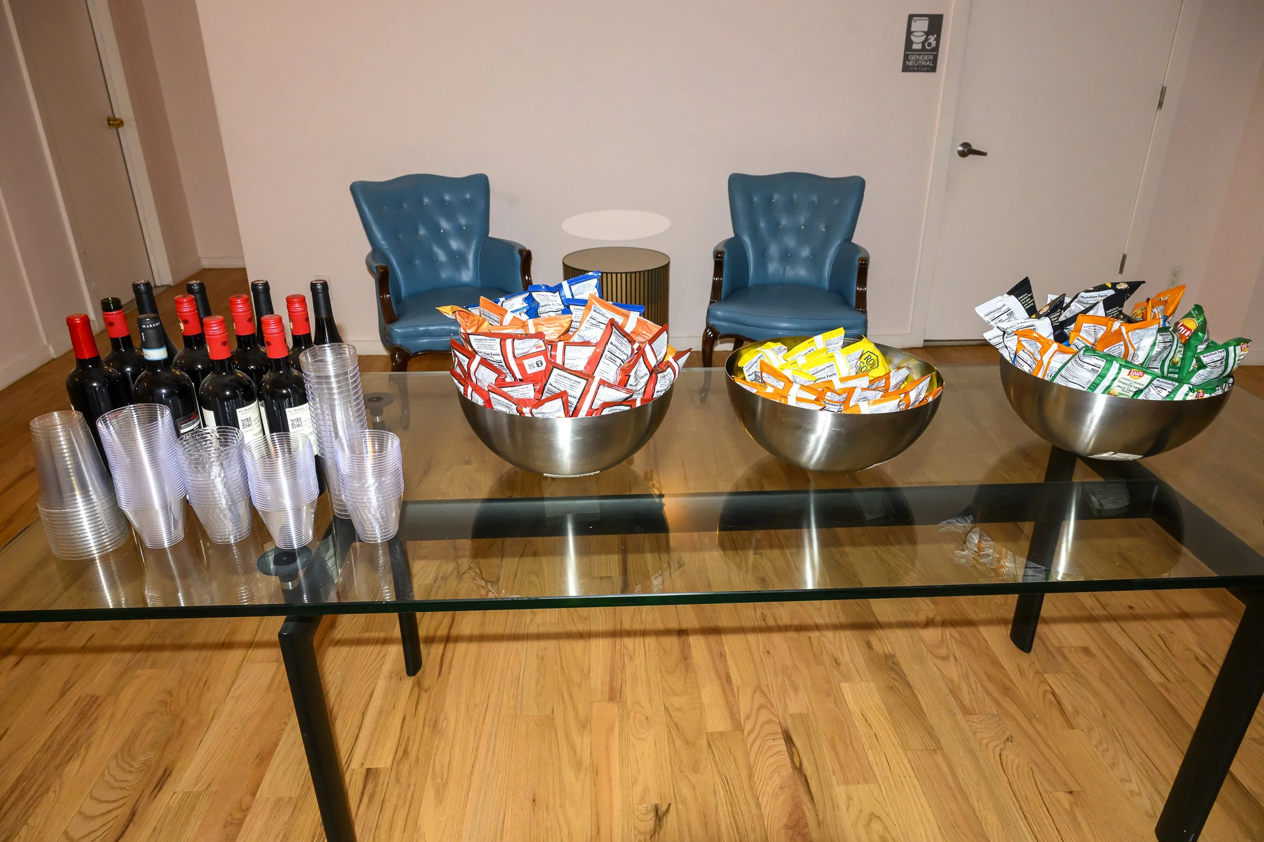 Wine and snacks were provided by Sparrow
