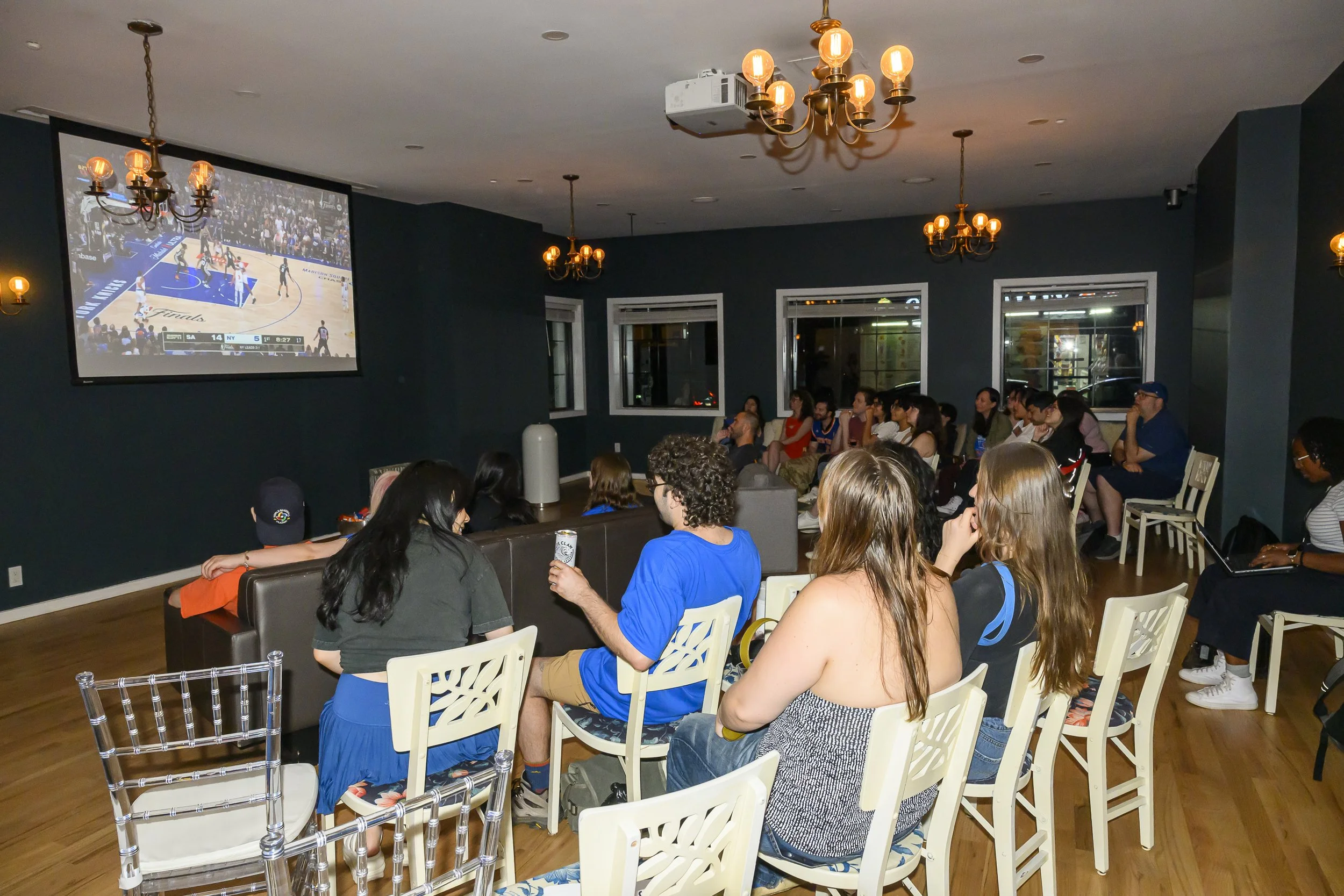 One of the two rooms showing Game 4 at Sparrow