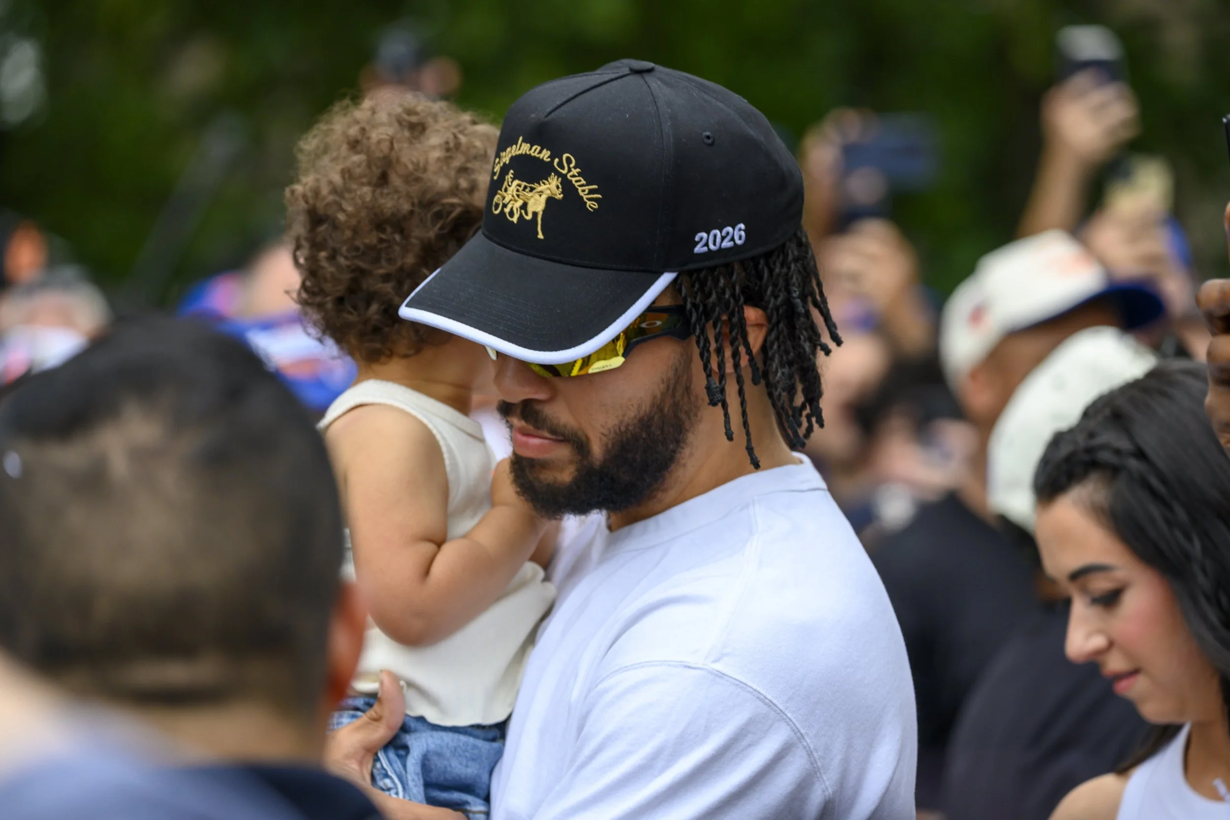 Jalen Brunson arriving for the New York Knicks Championship Parade