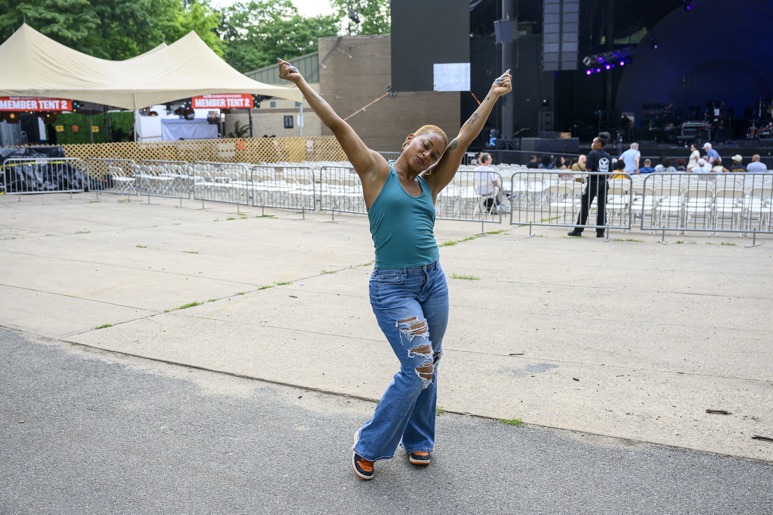 A woman dances to MORERNBPLEASE DJ set at BRIC Celebrate Brooklyn!