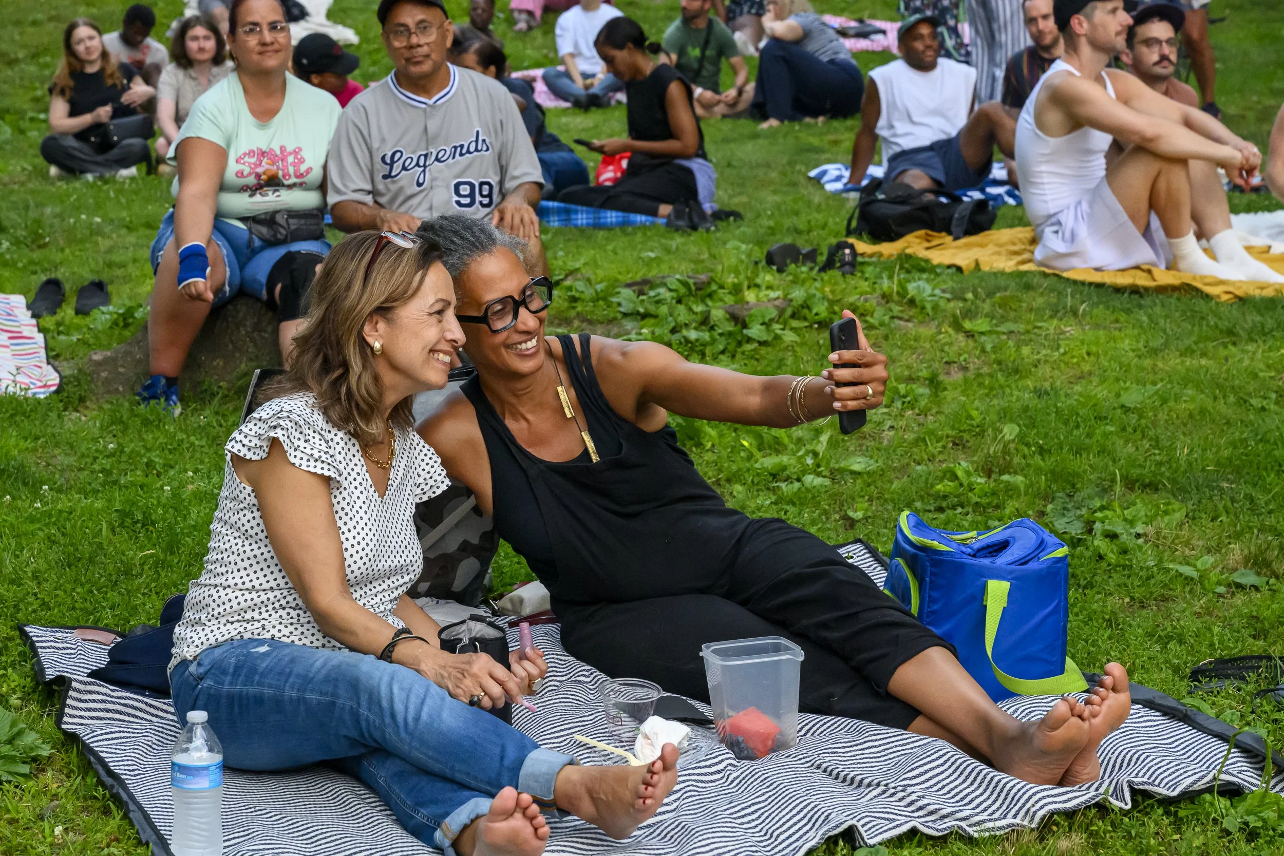 Women take a selfie during MORERNBPLEASE DJ set at BRIC Celebrate Brooklyn!