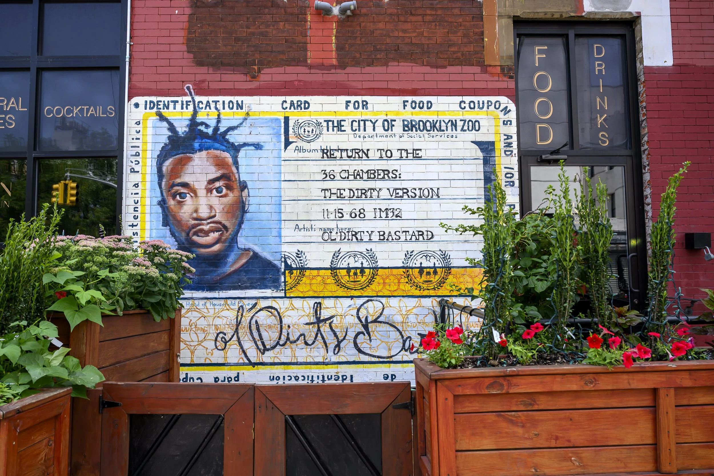 Mural of Ol' Dirty Bastard's album now located on ODB Jones Way on Fulton and Putnam Avenues