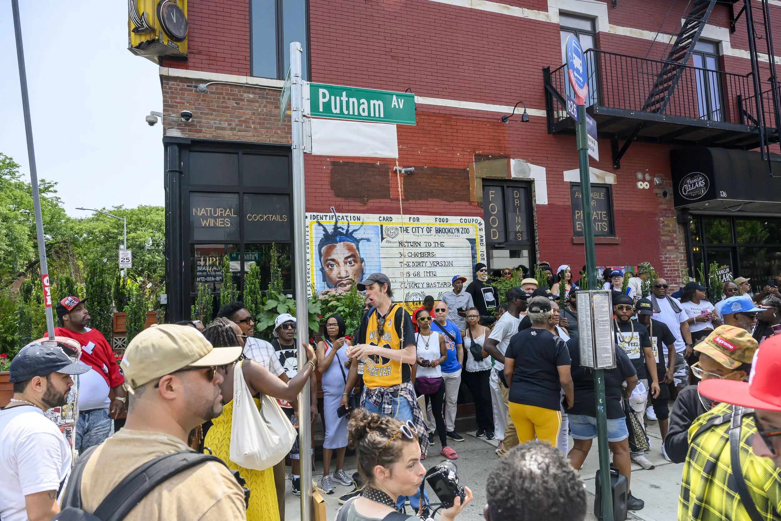 On Fulton &amp; Putnam Avenues in Brooklyn before the sign is unveiled