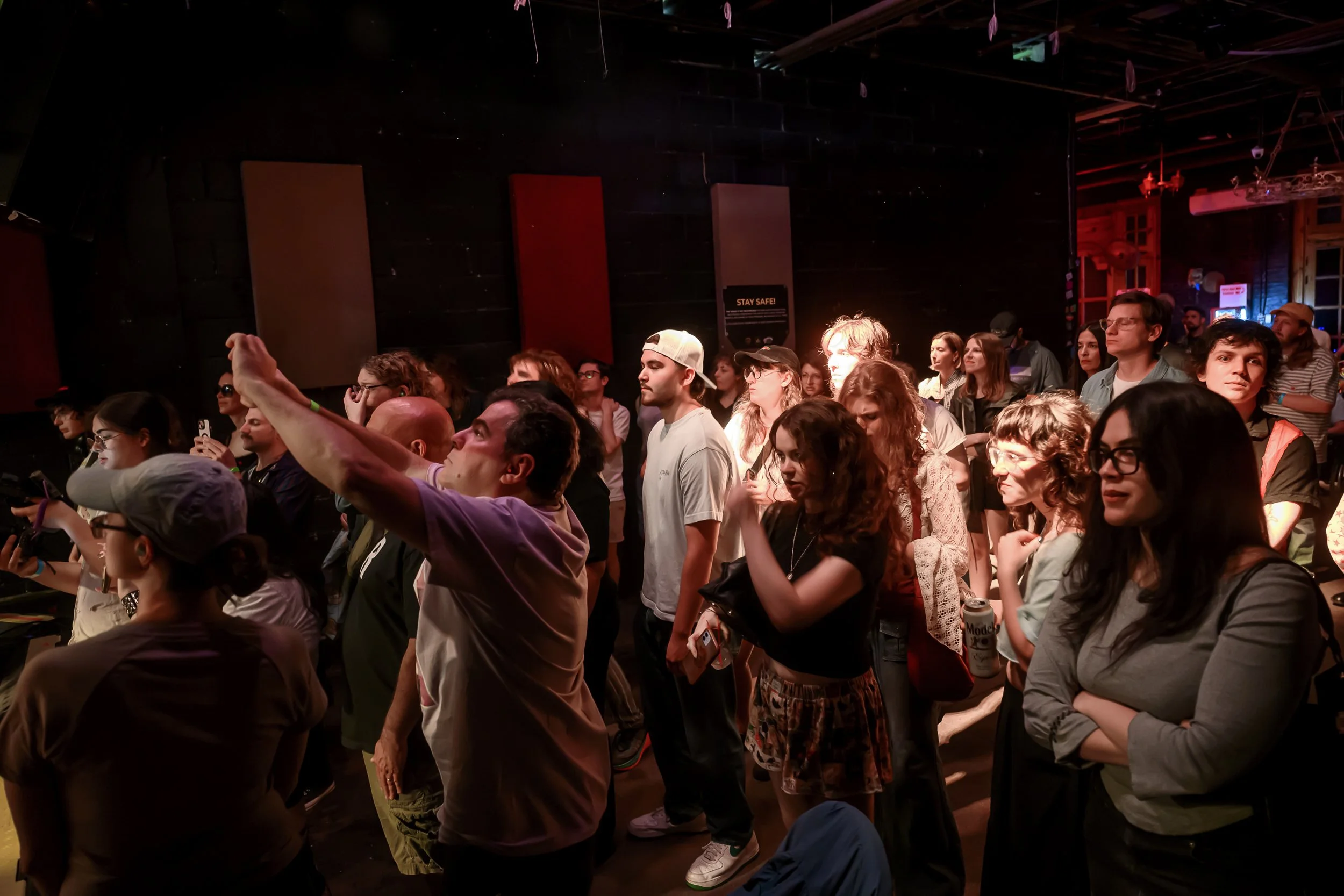 Audience during Lex Walton's Bazookafest set at The Wood Shop