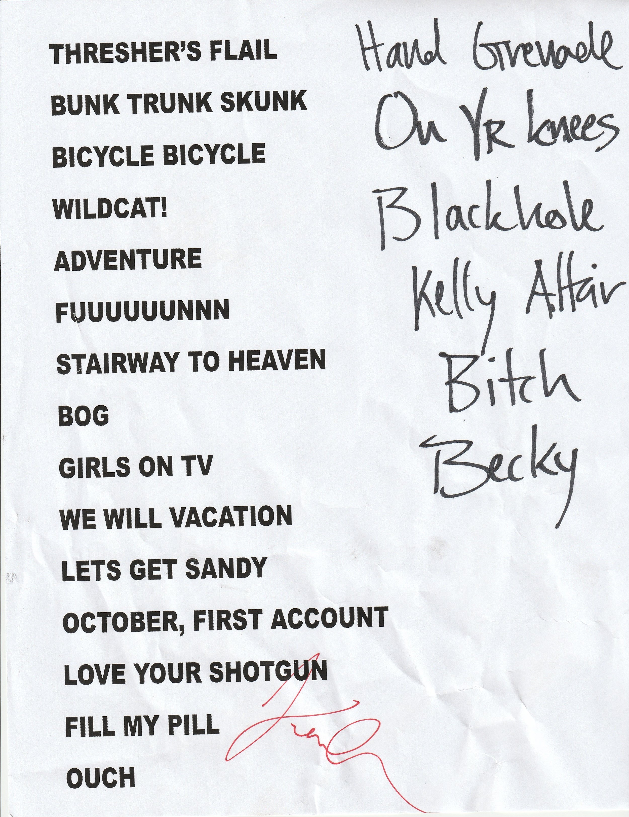Be Your Own Pet setlist with autograph by Jonas Stein