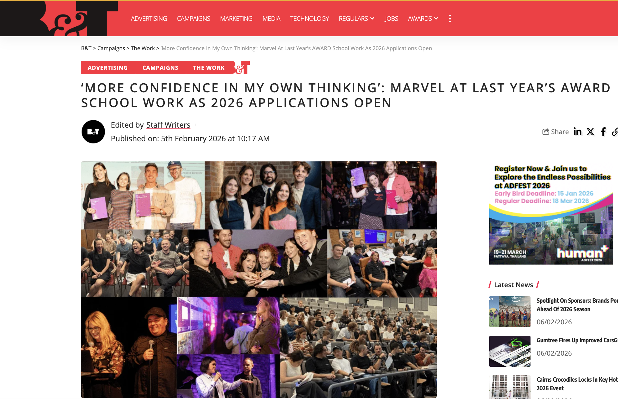 ‘More confidence in my own thinking’: B&amp;T showcases last year’s winning work