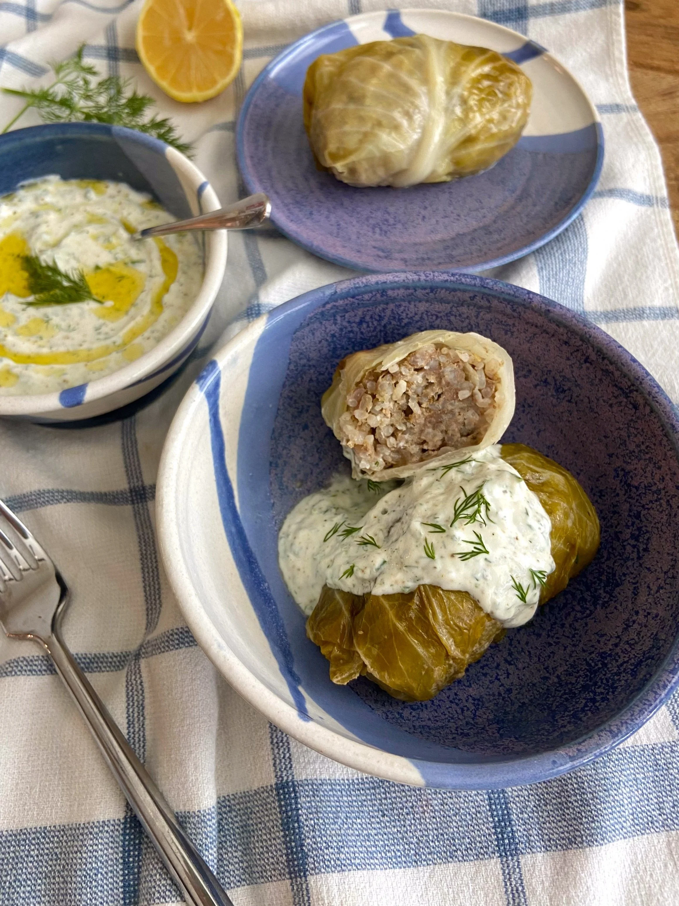 Cabbage Rolls With Herby Yogurt Sauce
