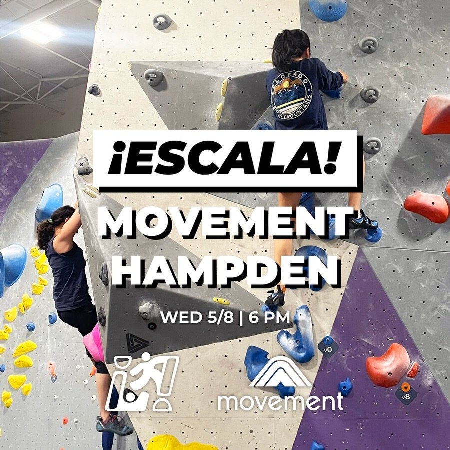 Join us for our monthly meetup at @movementgymsdmv Hampden mi&eacute;rcoles 8 de mayo a partir de las 6 pm!

Free for members and $15 day passes for non-members (gear rental included). RSVP at the link in bio 🔗 See you there!