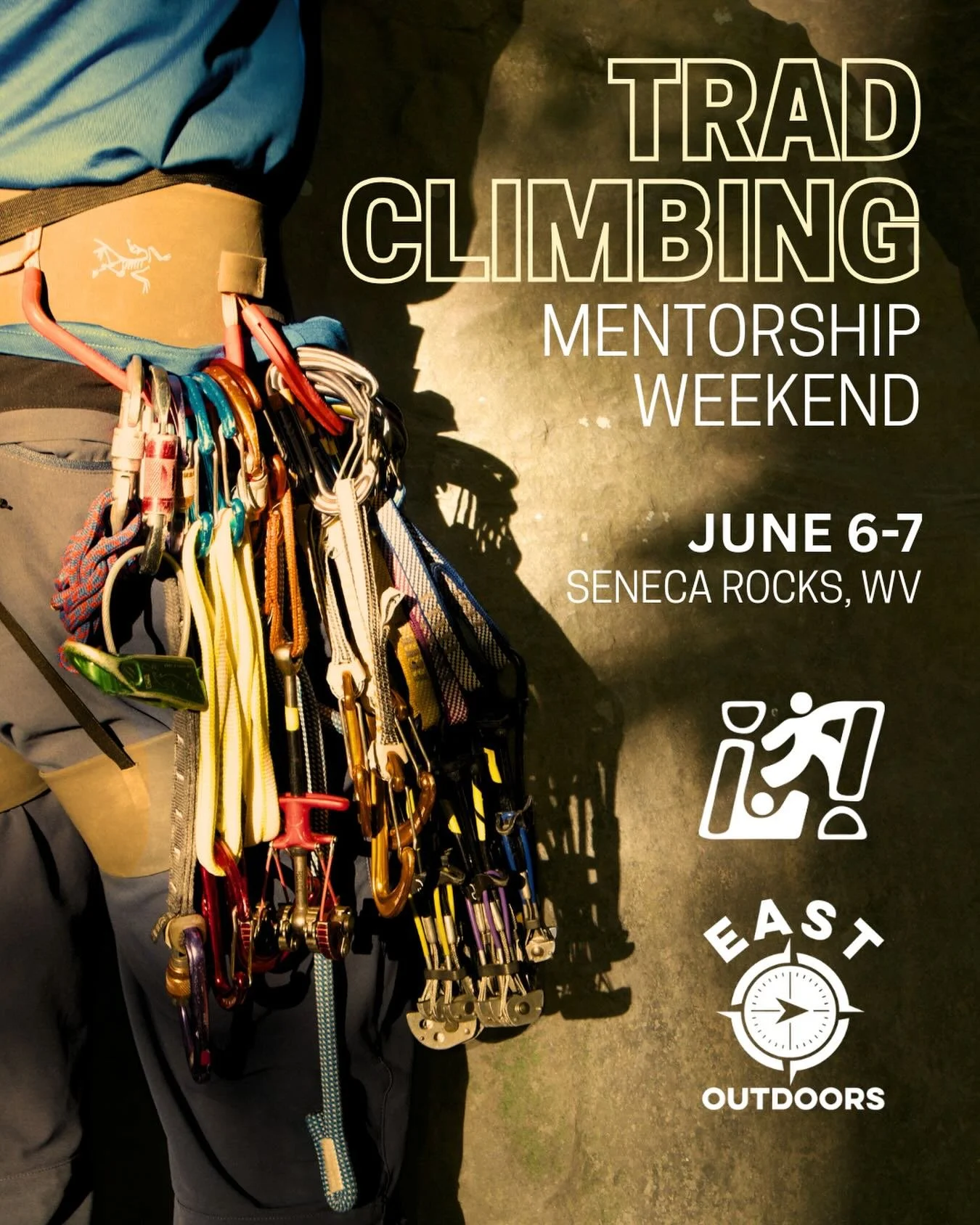 Trad Climbing Mentorship Weekend 
Seneca Rocks, WV June 6 &amp; 7
Ready to take your outdoor climbing to the next level? Join @eastoutdoors for an intensive trad climbing workshop. 
All gear included, professional guides, sliding scale pricing ($200-