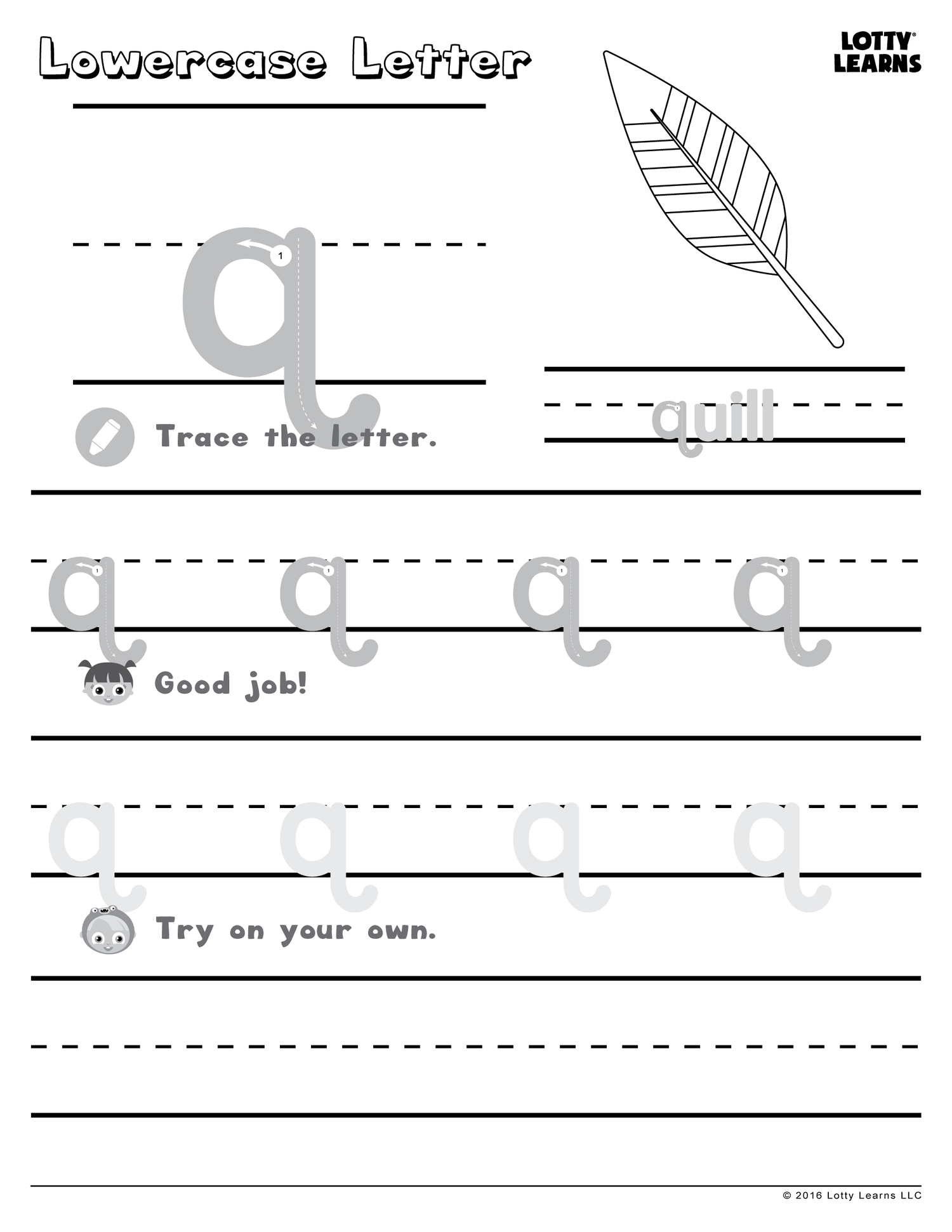 Worksheet Lowercase Letter q — Lotty Learns