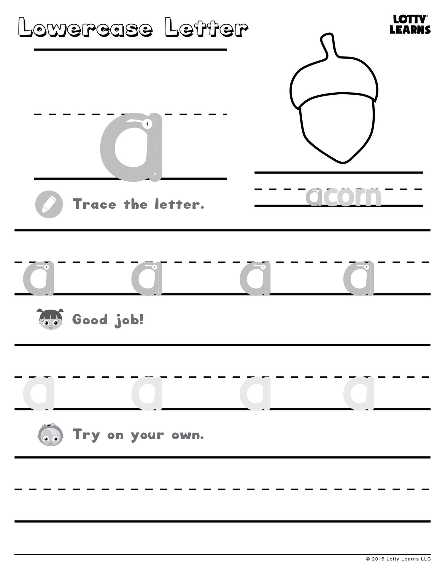 Worksheet Lowercase Letter A Lotty Learns Worksheet lowercase letter a lotty learns