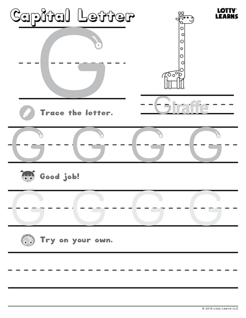 Worksheet Capital Letter G — Lotty Learns