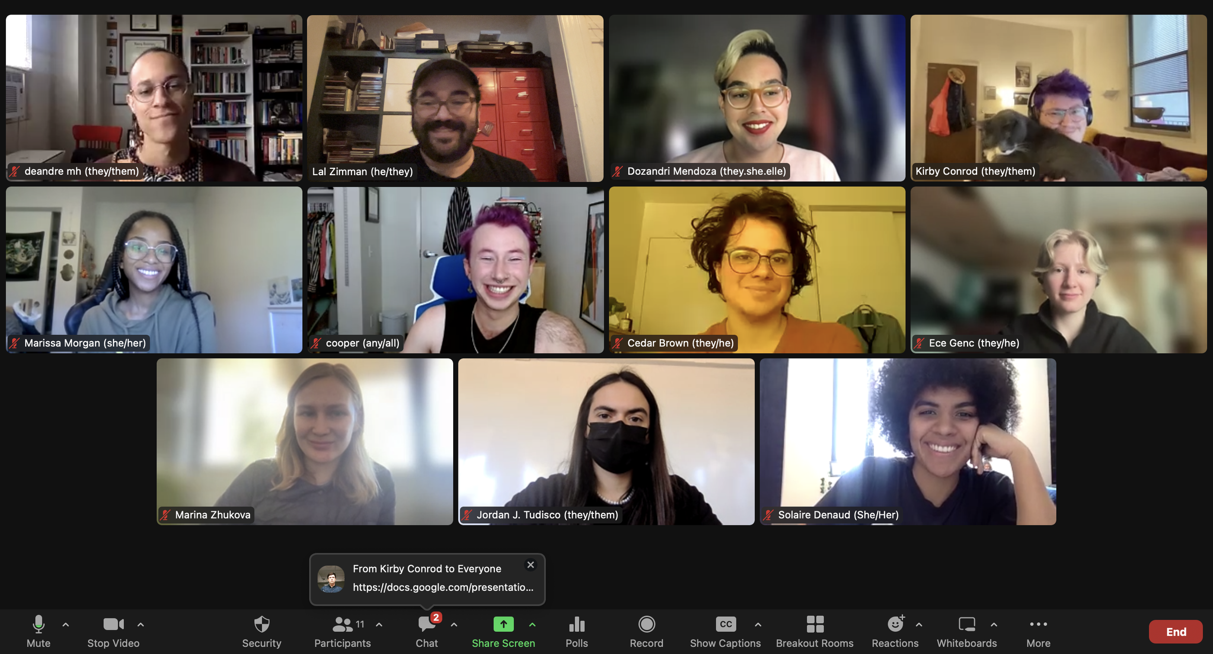 Members of TRILL on Zoom with Dr. Kirby Conrod