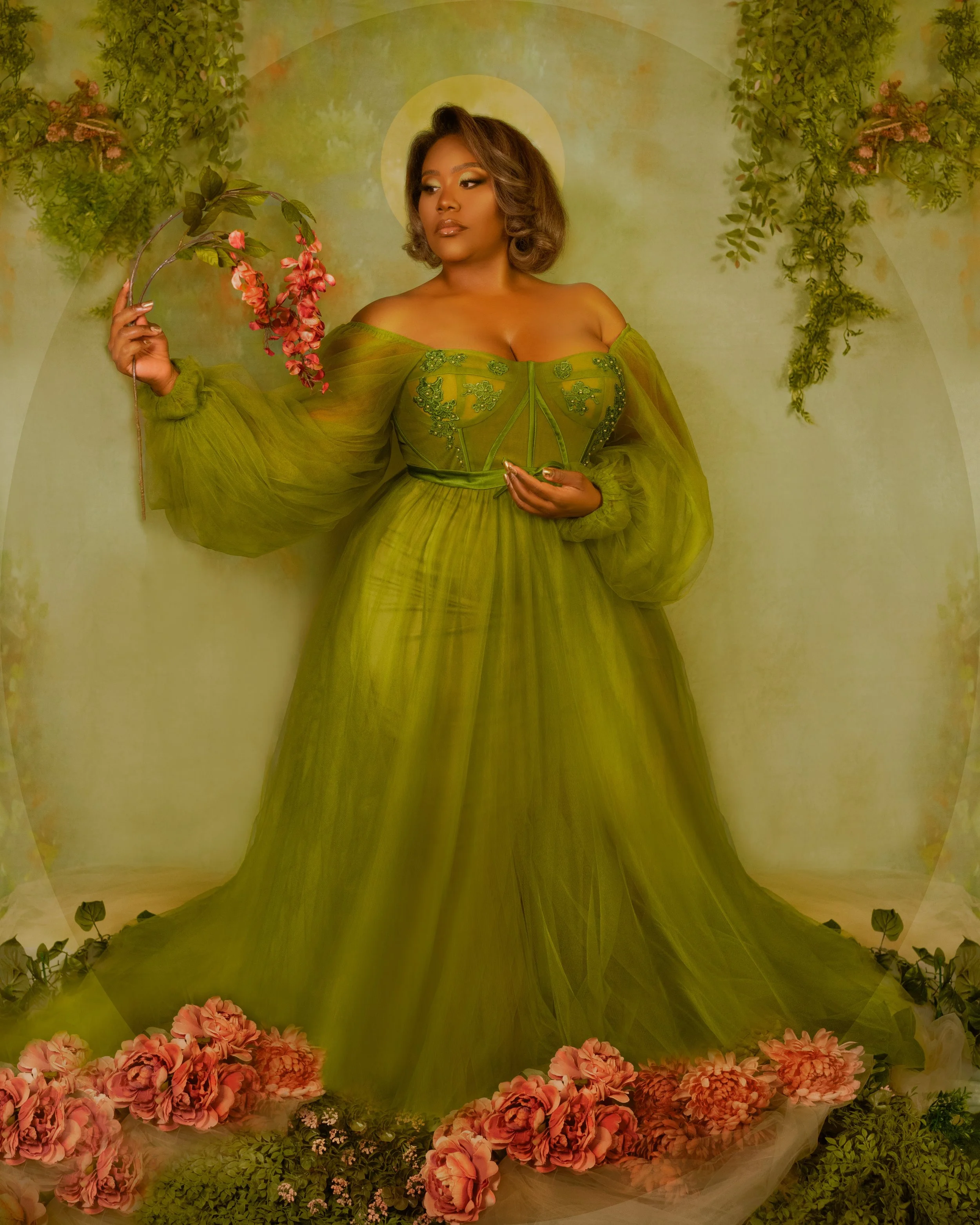 Spring 2026, New Orleans Photographer creating fine art and empowering women. Ethereal/Fantasy photoshoot, Victorian Era Inspired, Aries Photography Nola, Green Goddess