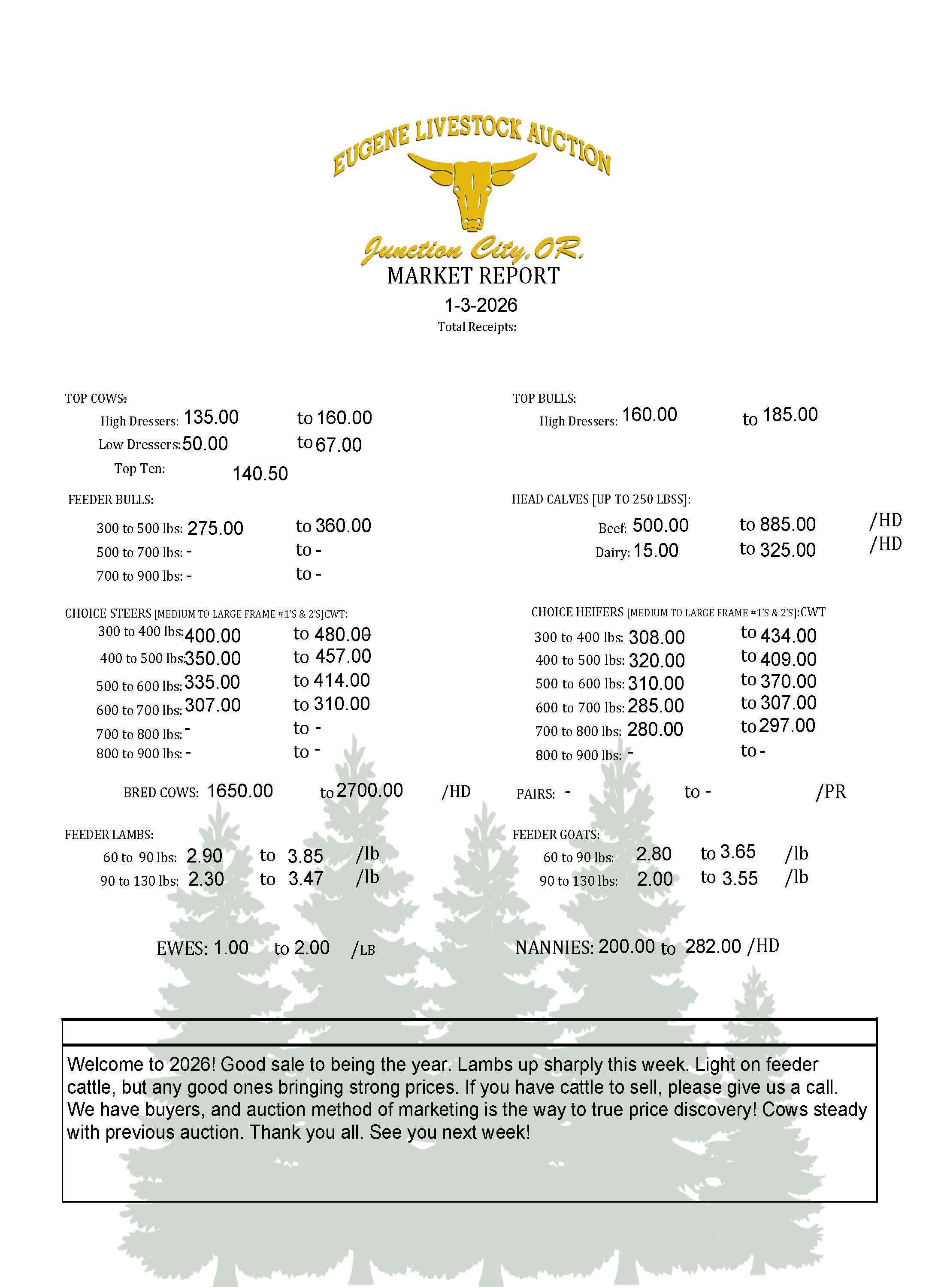 Saturday, January 3rd Market Report