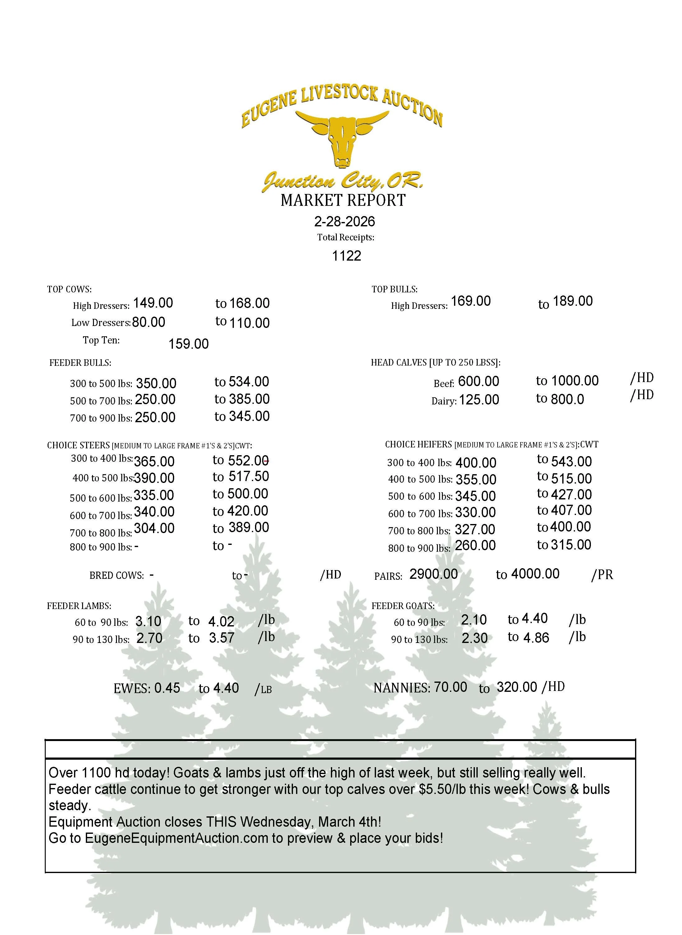 Saturday, February 28th Market Report