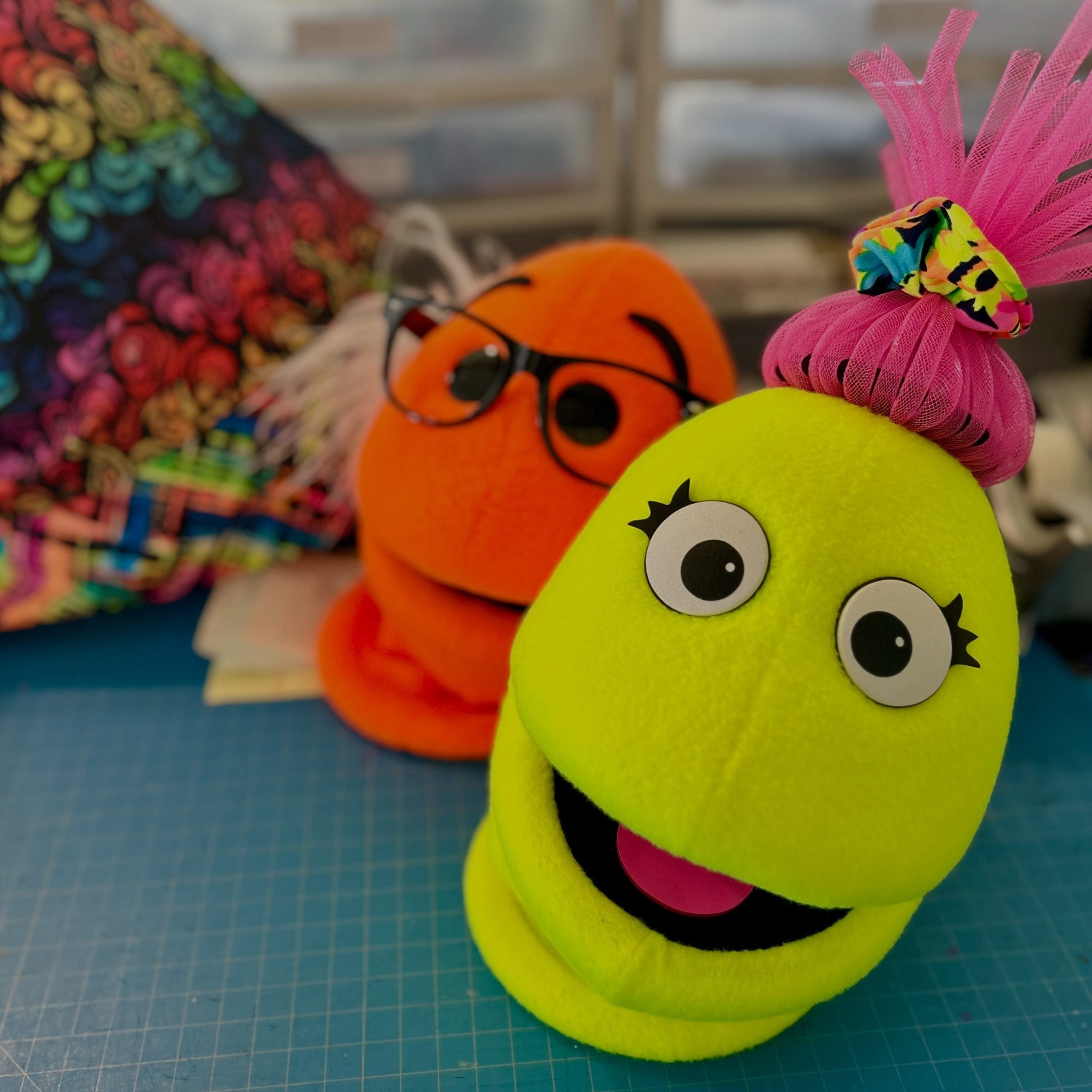 Our Monohan puppets are some of our most popular and beloved puppets!

✨Think you can name that Monohan head? 

Without peeking, see if you can guess which one it is! (And no, we don&rsquo;t mean Professor Megawattz hanging out in the back 😉).

A ) 