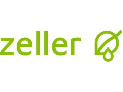 Logo mit dem Wort 'zeller' und einem stilisierten Blatt oder Wassertröpfchen.