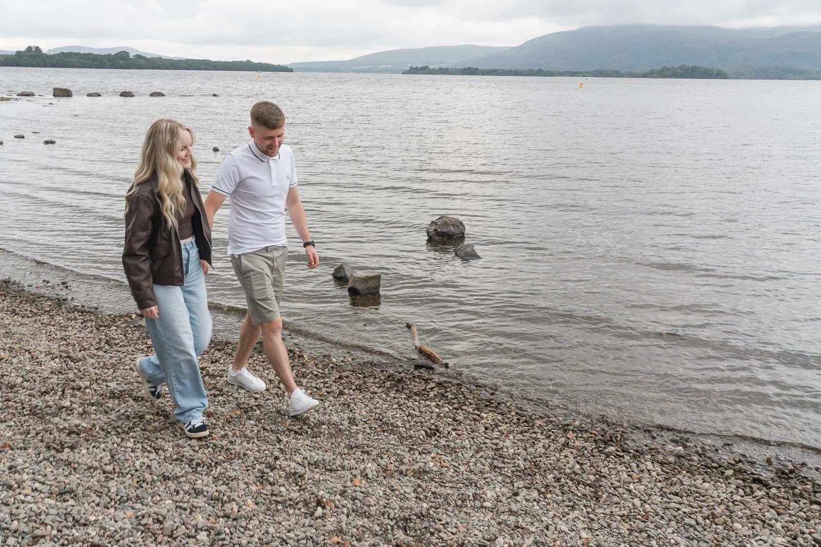 Romantic quiet beach by Loch Lomond