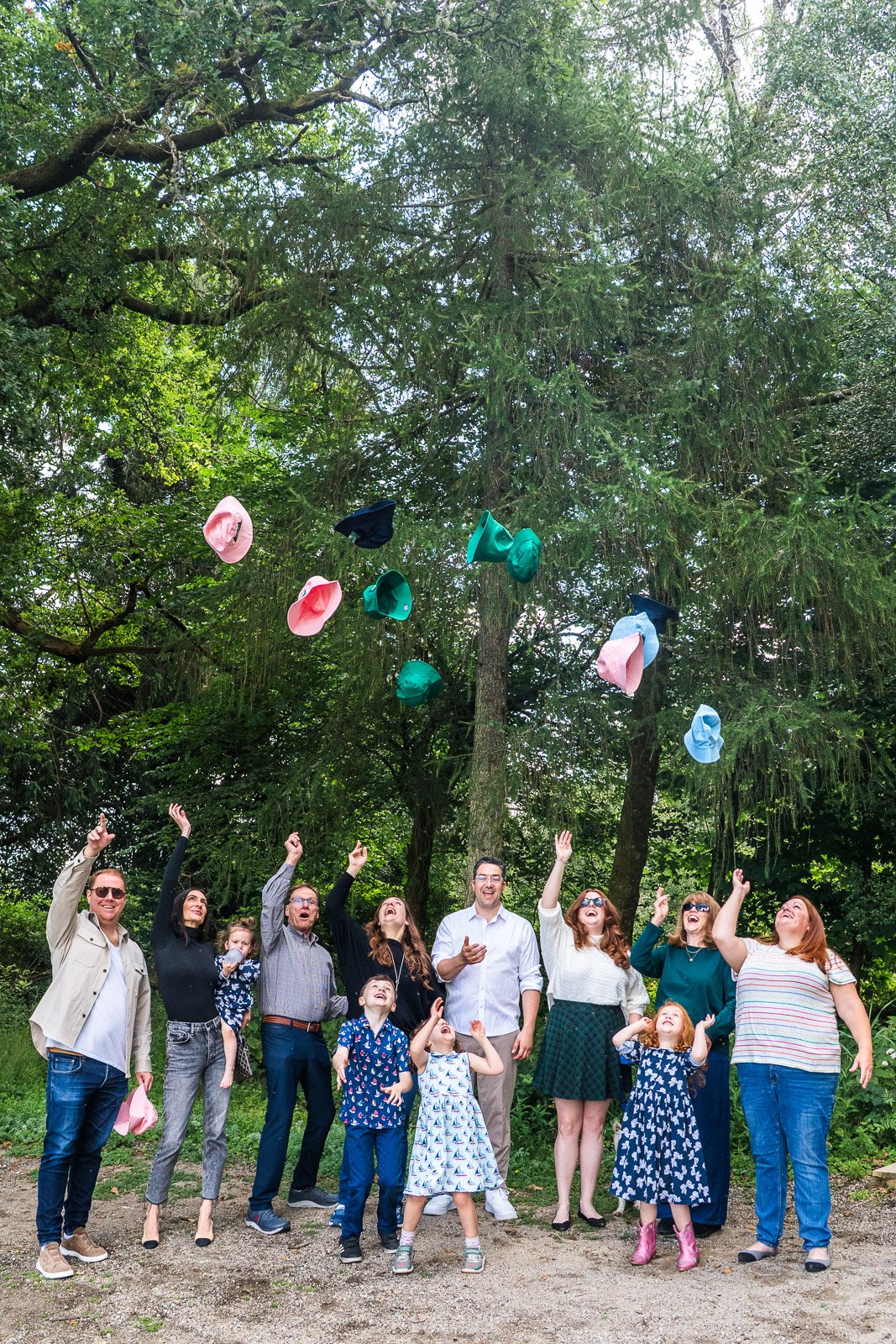Throwing hats in the air during a photography session at Cameron House Hotel 