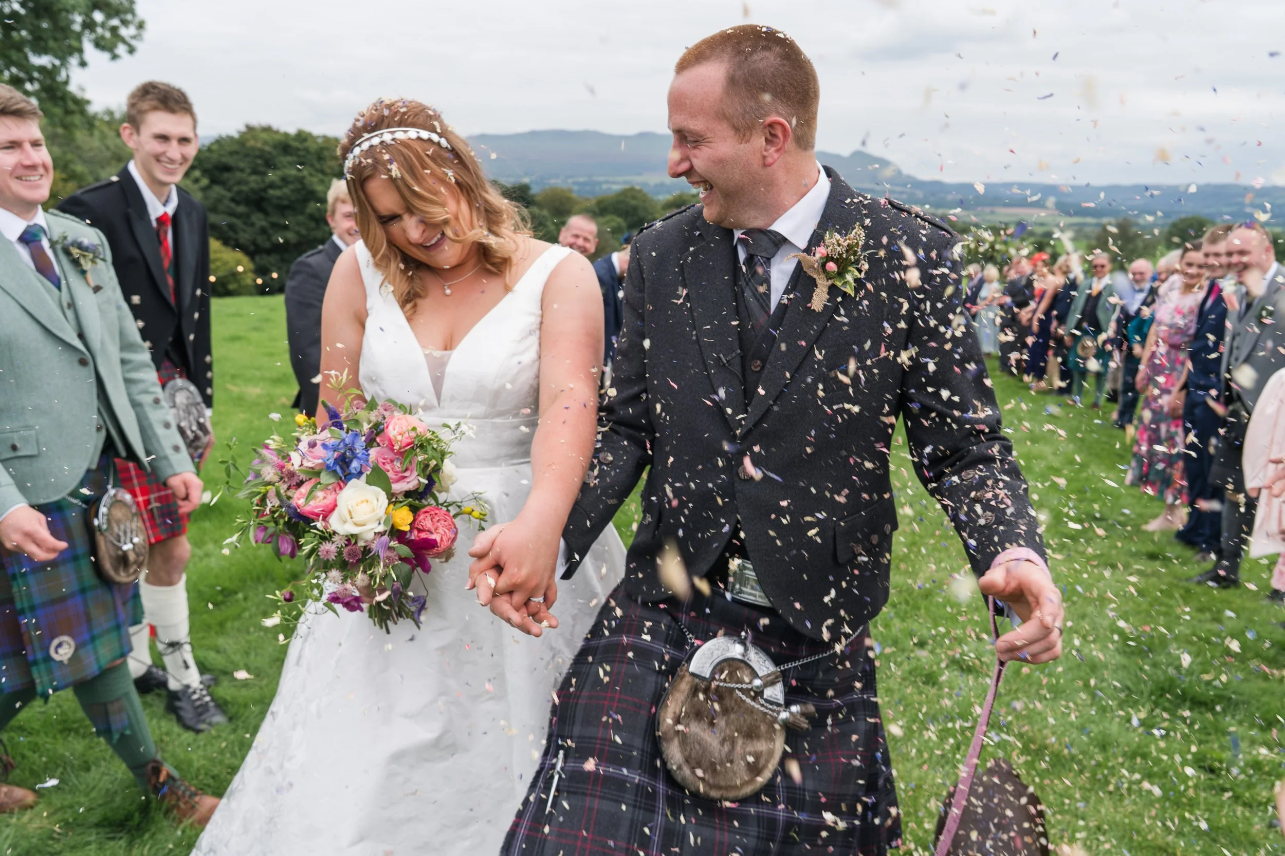 Scotland Wedding Photographer - Natural moments and confetti