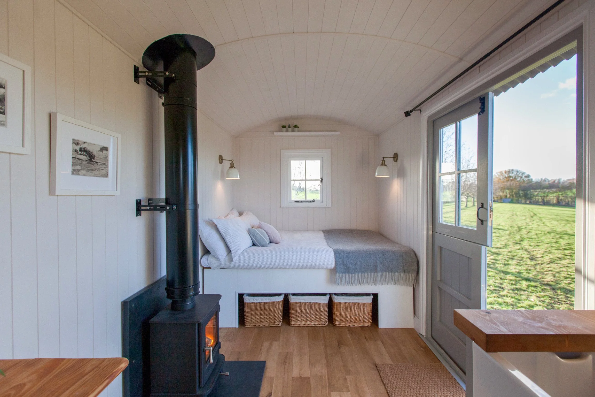 shepherds hut wood burning stove