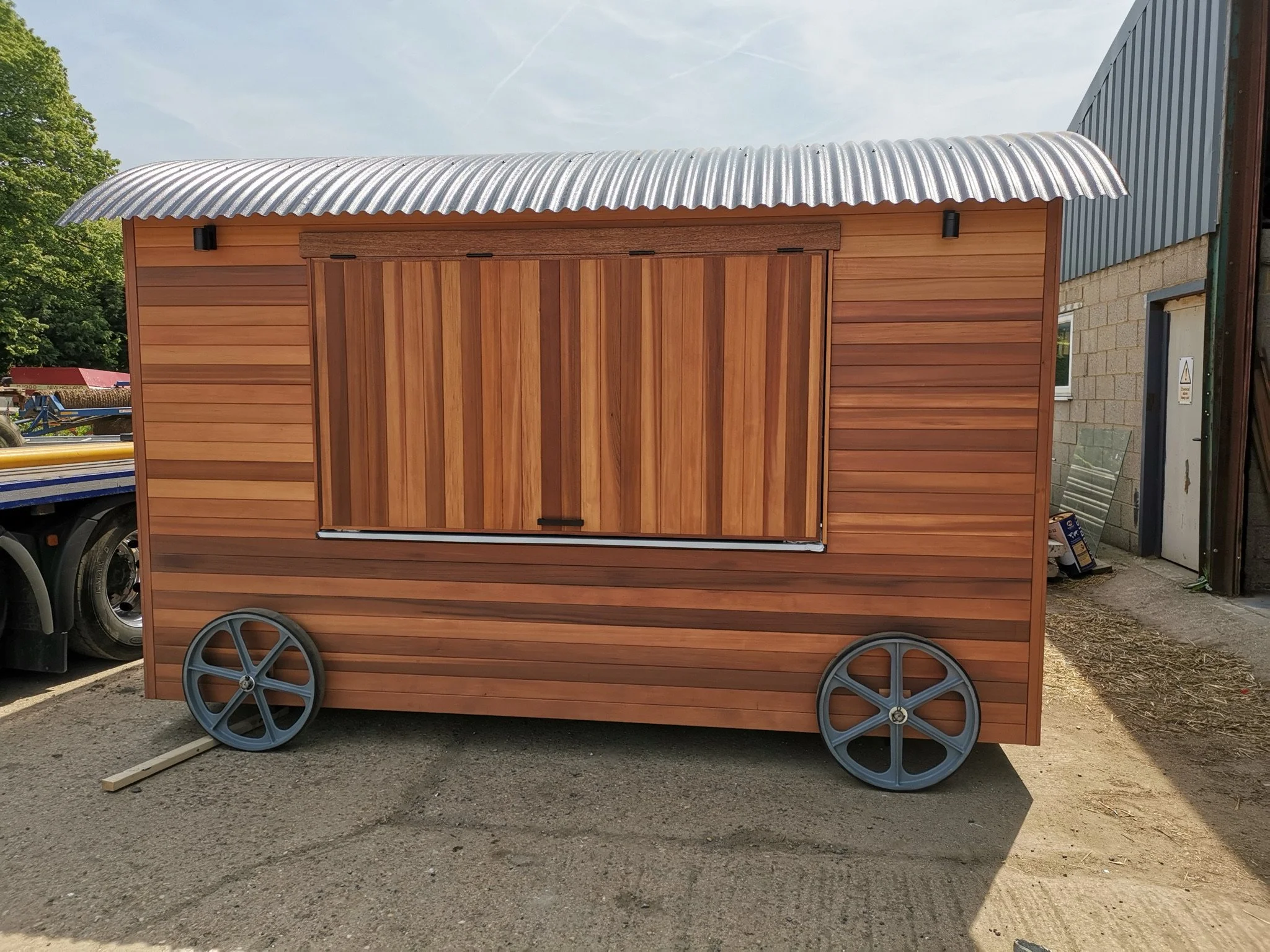 Shepherds hut cedar cladding