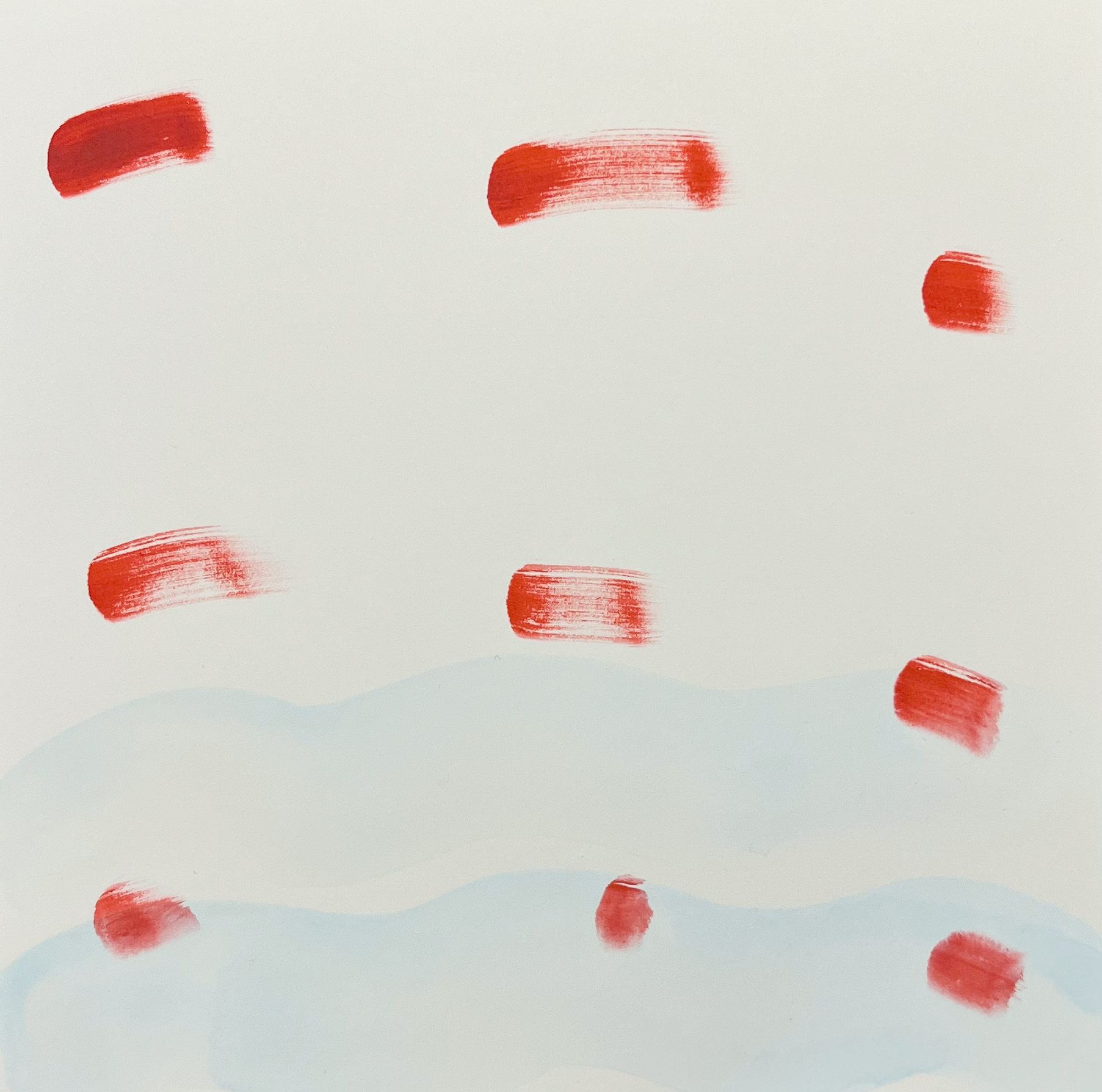 blue sea red clouds