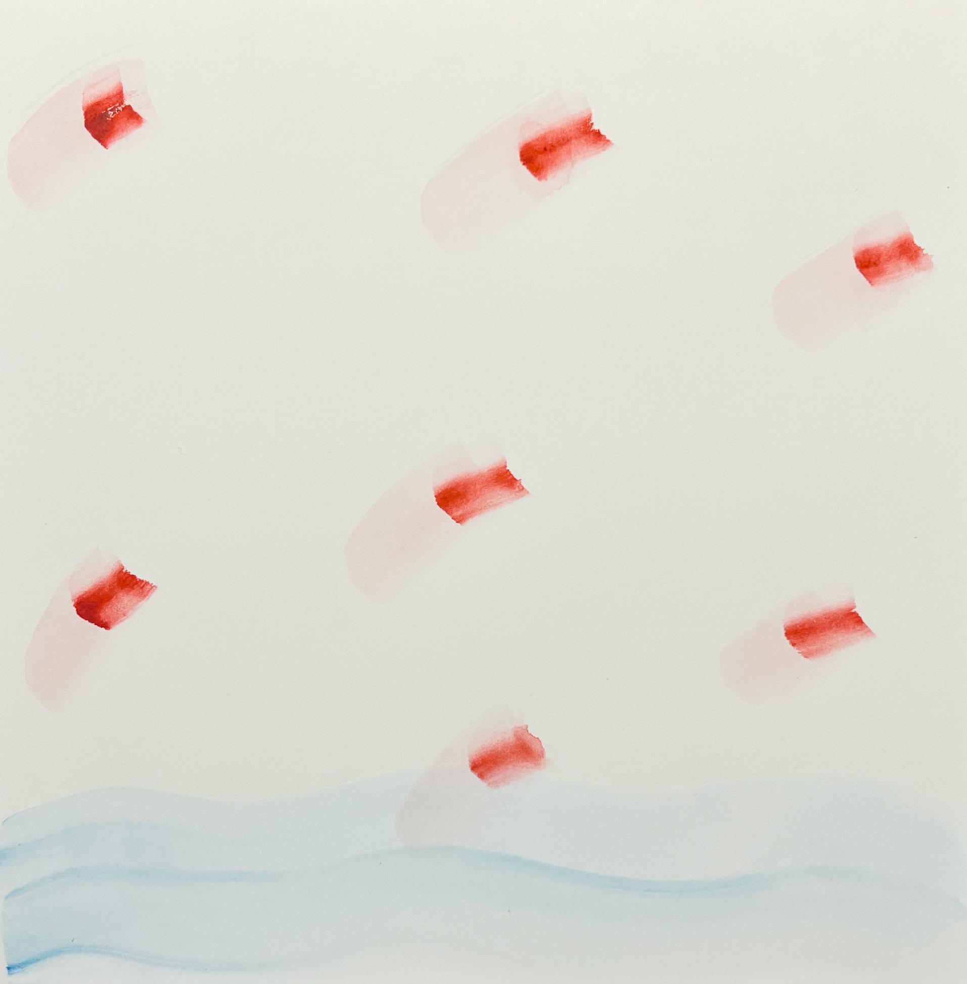 blue sea red clouds