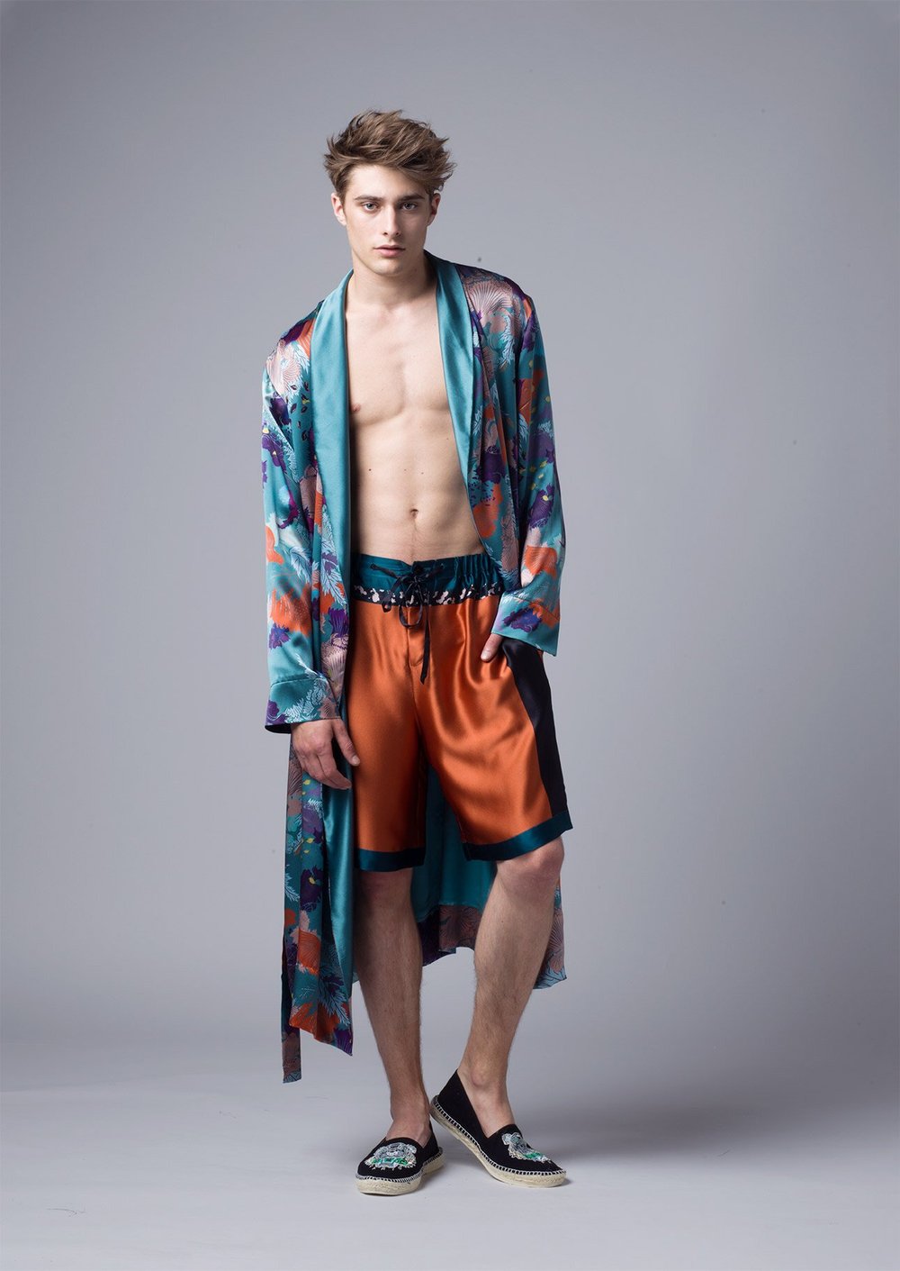 mens satin dressing gown uk Dressing Gown in Silk Satin — Meng