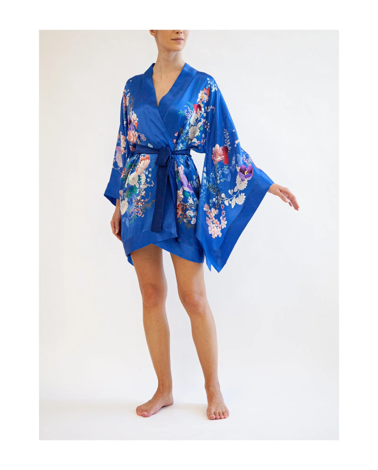 blue kimono dressing gown Short Kimono Robe - Summer Toile - Aegean Blue, XXL main image 1