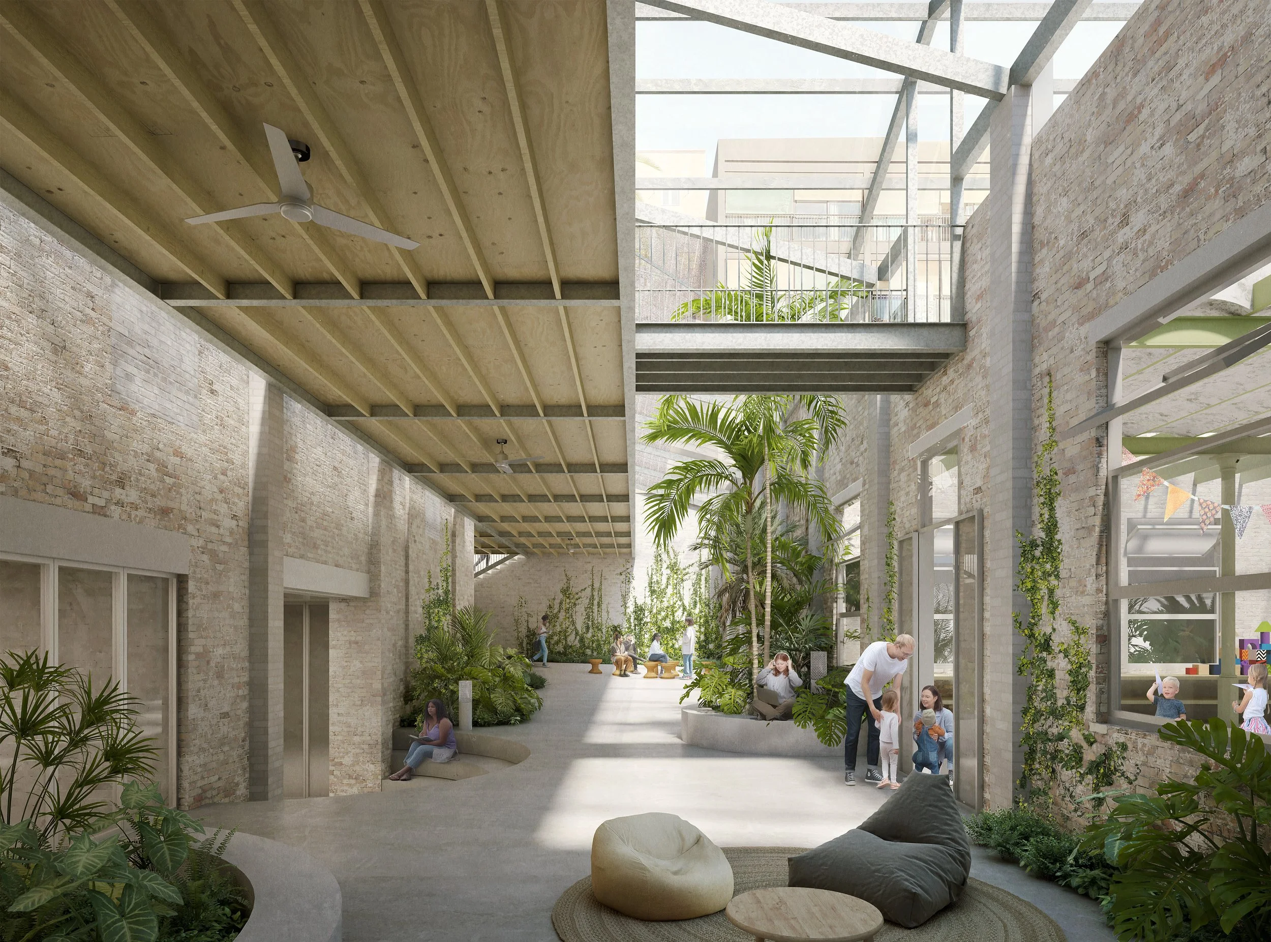 CGI of Mezzanine Terrace filled with Plants
