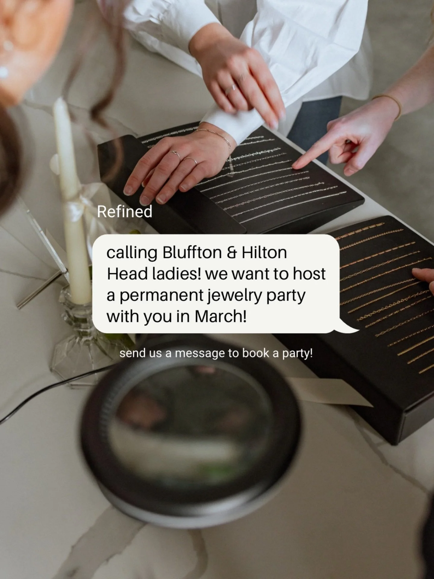 Calling our Bluffton &amp; Hilton Head ladies&mdash; We have LIMITED private party dates left!
💫 10 bracelet minimum
💫 Host gets 15% off

Birthdays, brides, girls&rsquo; night, just because &mdash; let&rsquo;s make it permanent 🤍
Message us to boo