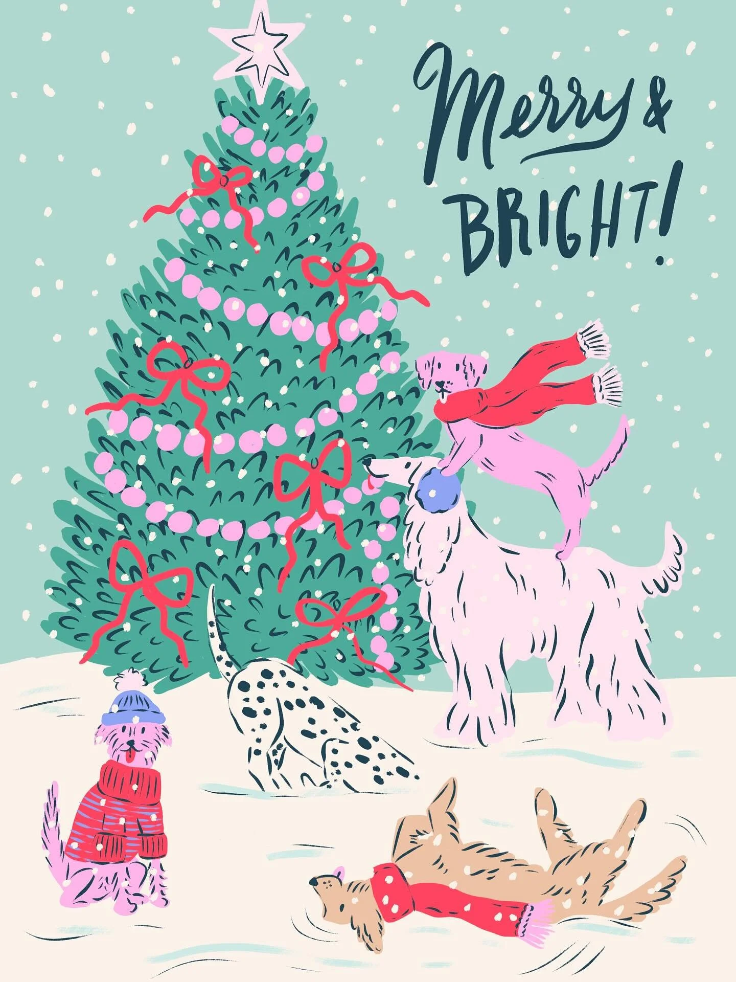 Hoping for a holiday season that looks a lot like this! And if you&rsquo;re looking for some adorable holiday cards (with glitter and gold foil accents) swipe to checkout (and shop) the holiday cards I have out now with @willowandivypress 

Dog art -