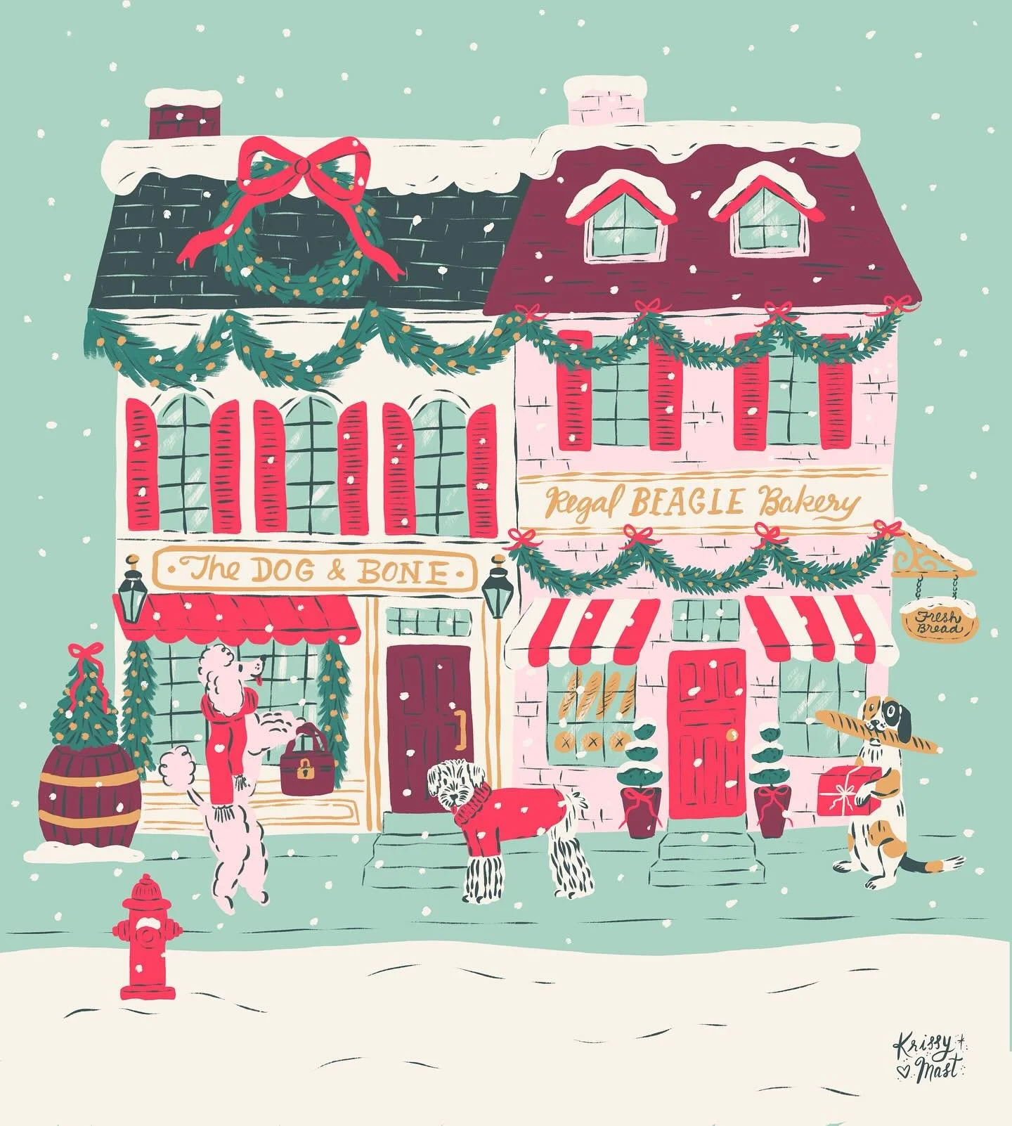 Once again we find ourselves in the idyllic village of Barkdale village. Festive furry friends stroll into the Dog &amp; Bone for a hot mug of bone broth, then can pop into the Regal Beagle Bakery for a fresh pawstry. 

So fun to pop into the #tinsel