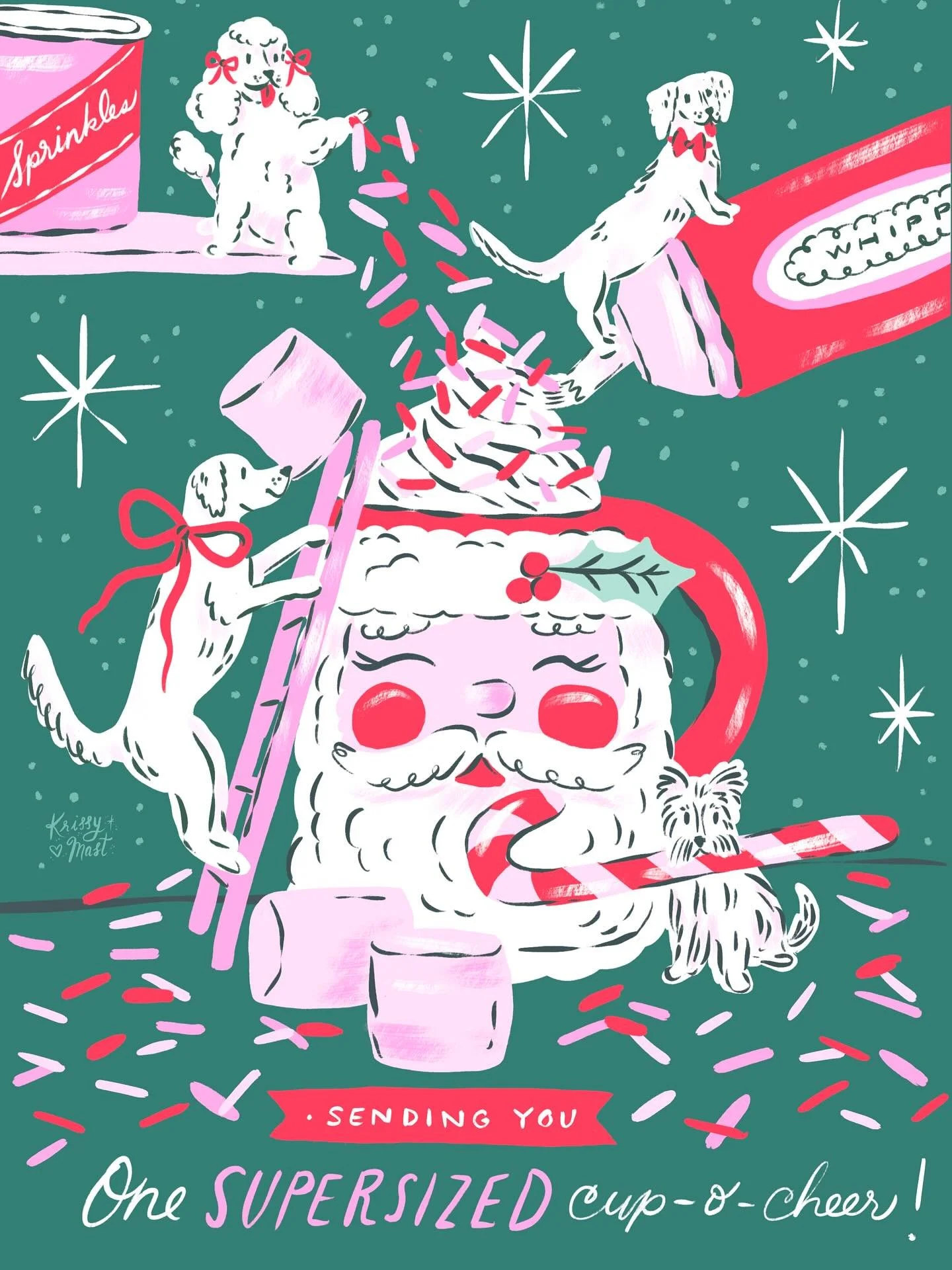 The cup of cocoa that I need at the moment! Was able to include FOUR holiday challenges in this one! 

&ldquo;Paws, Santa Claus and Candy canes&rdquo; for Festive Friends hosted by:
Me! @krissy_mast_art 
@prettyprismatic
@carriecantwellart
@jelligun 