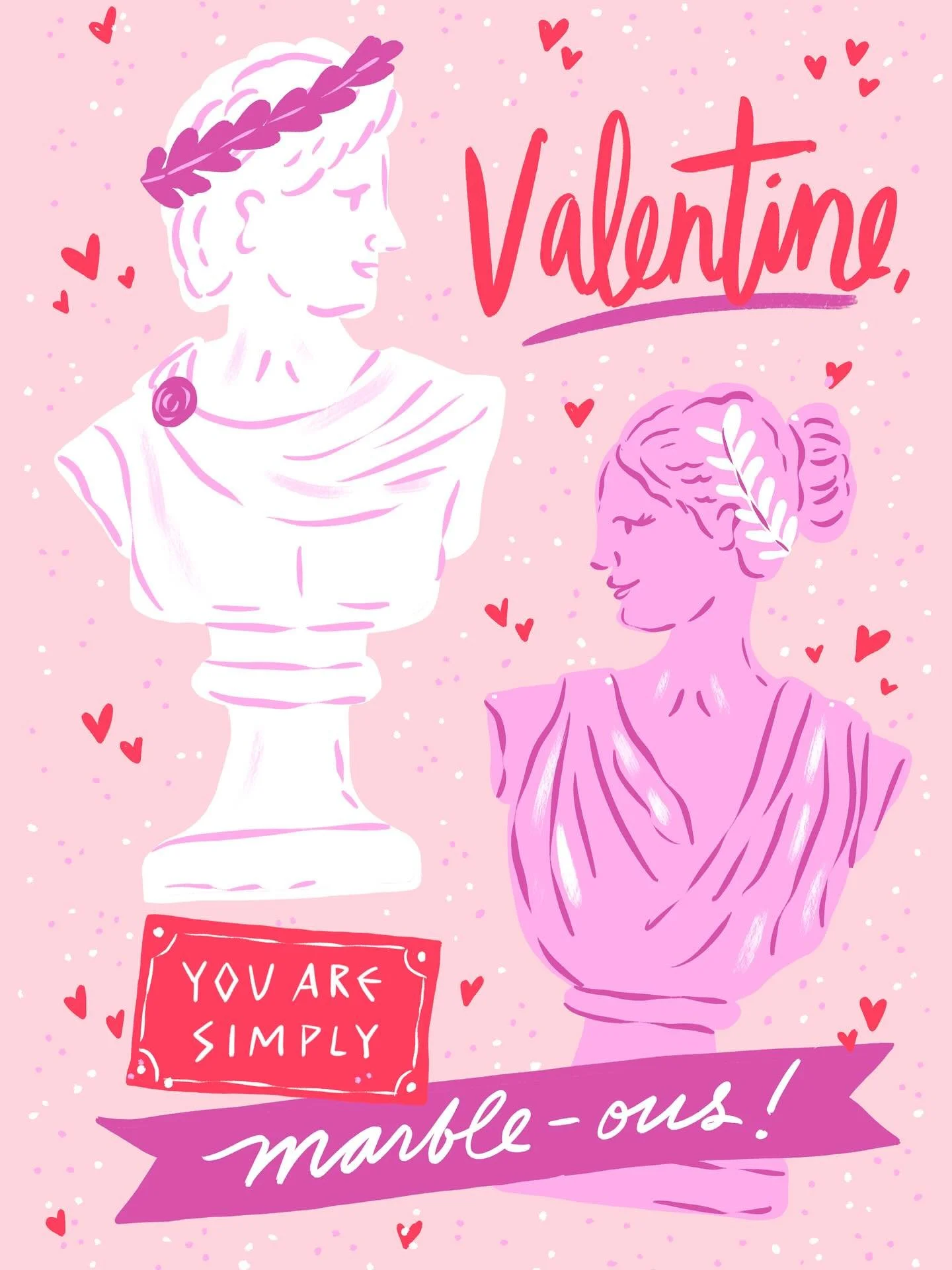 Patiently waiting for this to get picked up as a card&hellip; ❤️❤️❤️ it could be yours!!! 

Valentine&rsquo;s Day - Ancient Greece - Roman - marble statue - pun - illustration - greeting card design - art licensing