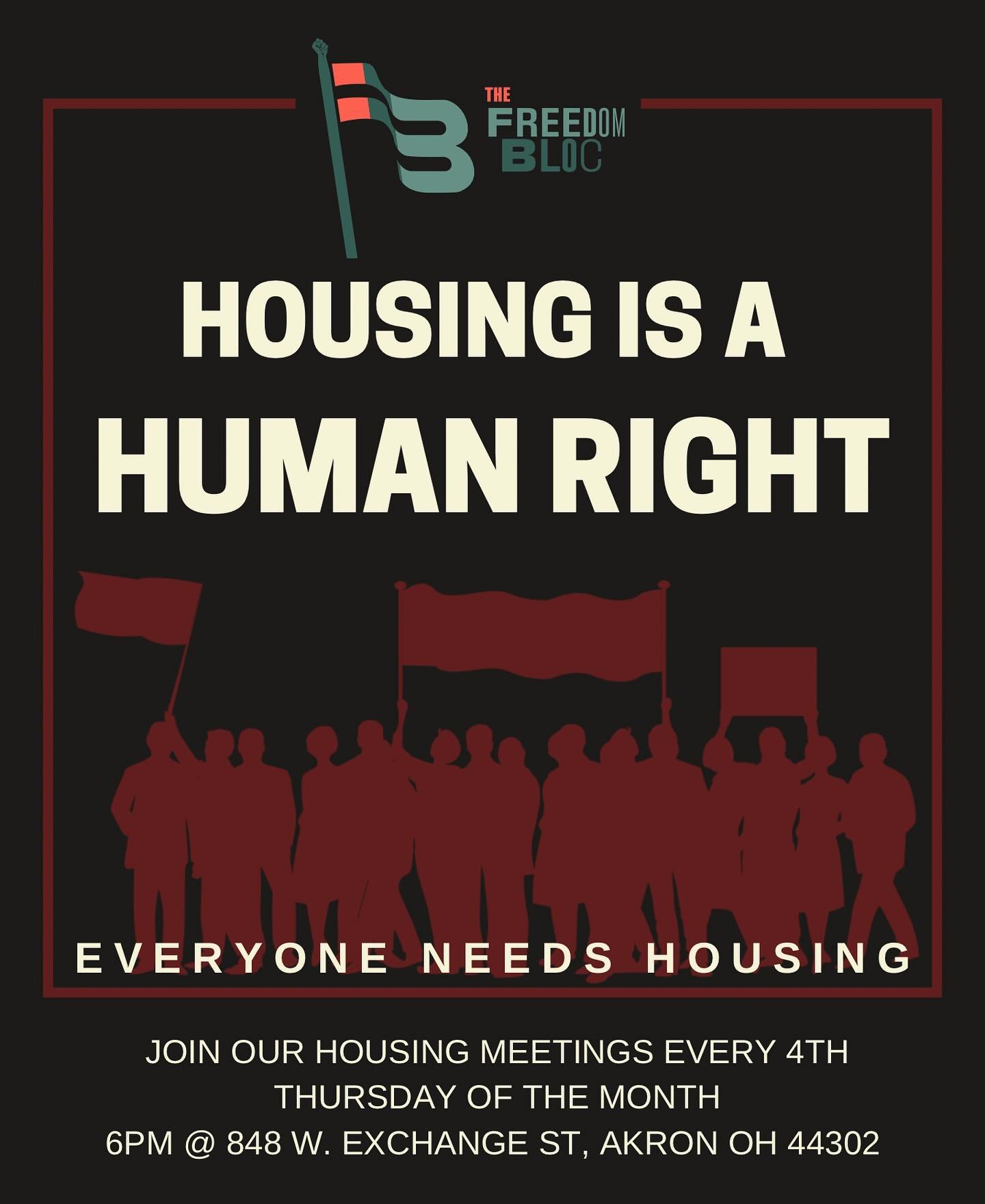 Our next Housing Meeting is right around the corner! We will be meeting at the Freedom Bloc next Thursday April 25th at 6pm, see you there! Let&rsquo;s change the Narrative, Housing is a Human Right!