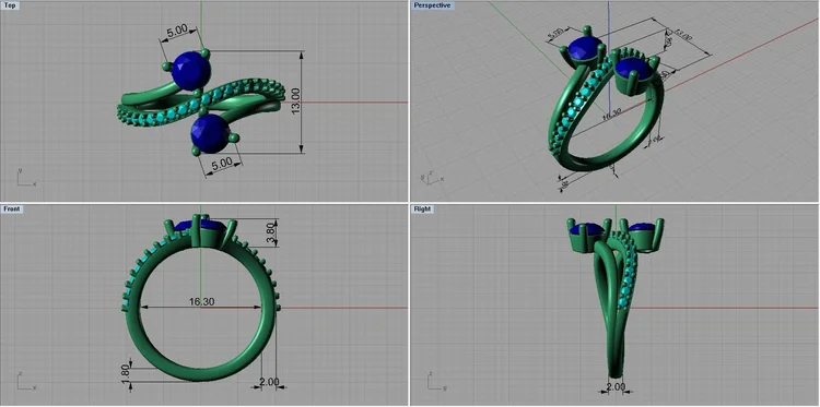 Emerald and Sapphire Bypass Ring — EVERMADE Custom Jewelry