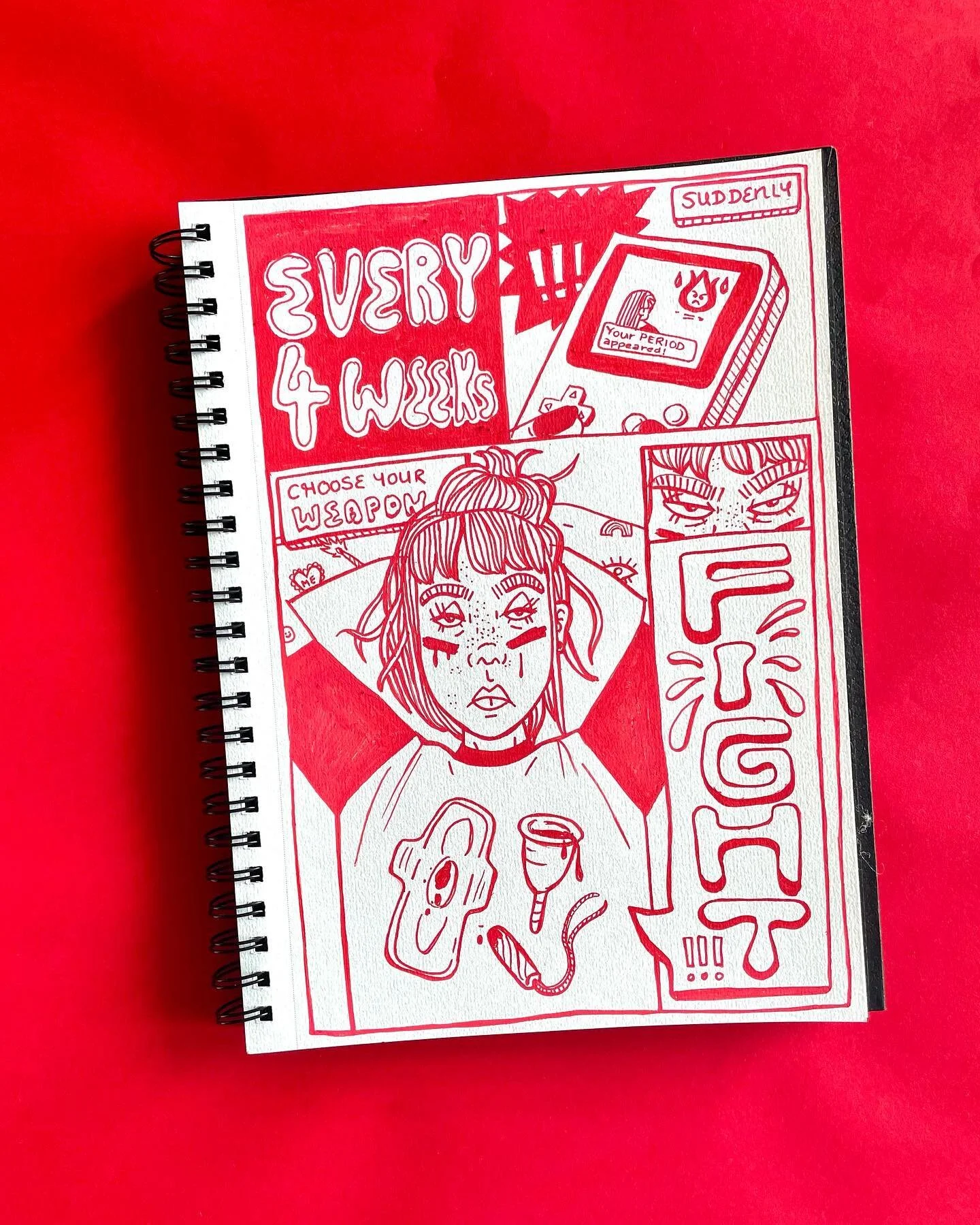 day 20: strong
#tinadiytober
&ndash;

&bdquo;Every 4 weeks&quot;

&ndash;
Menstruierende kennen das: auch wenn es etwa alle 4 Wochen passiert, erwischt einen die eigene Periode doch meist eiskalt aus dem Hinterhalt. Ob in der Schulzeit, wenn man die 