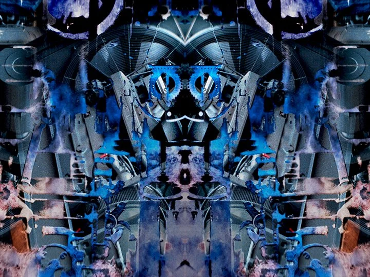 In-camera hybrid abstract blending analog density masks with digital exposure refinement.