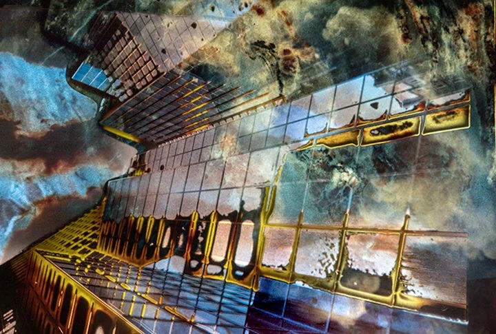 Geometric posterization made in-camera using large-format composite masks to create tonal reduction.