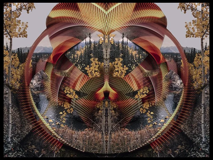 Abstract hybrid composition using motion controlled segments with landscape imagery .