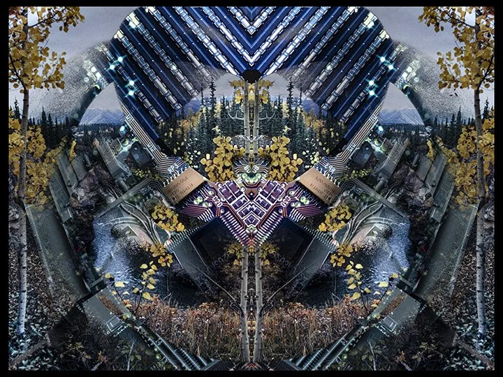 Visual effects created using analog film and high contrast masks.