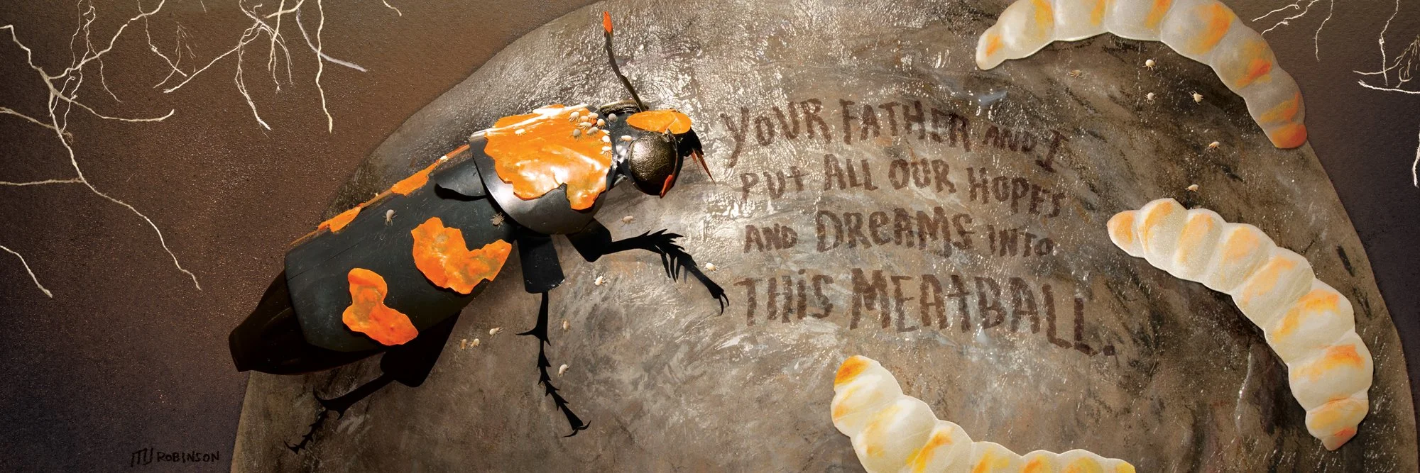 Unused version of a design for a banner featuring the endangered, carnivorous American Burying Beetle!