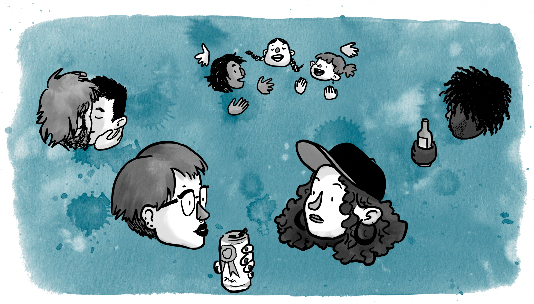 Illustrations for Holding Friends Accountable, a video in Oberlin College's Let's Make Consent a Conversation series