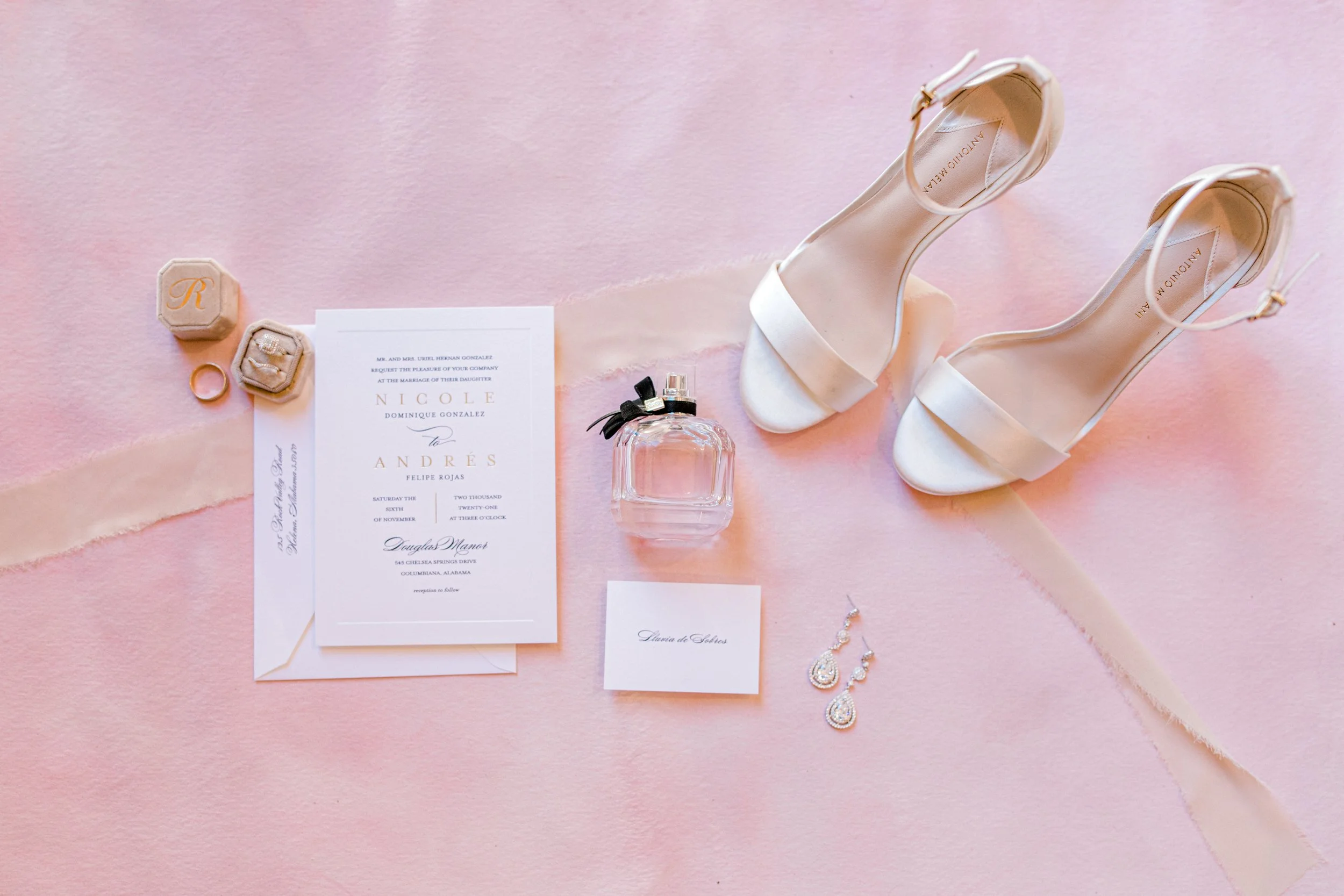 Wedding+space+near+me+detail+overlay+perfume+shoes+rings