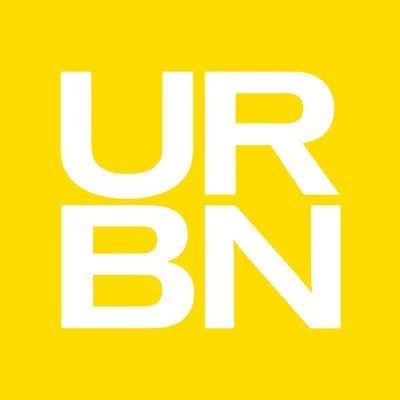 Yellow background with white bold text that reads 'URBN'.